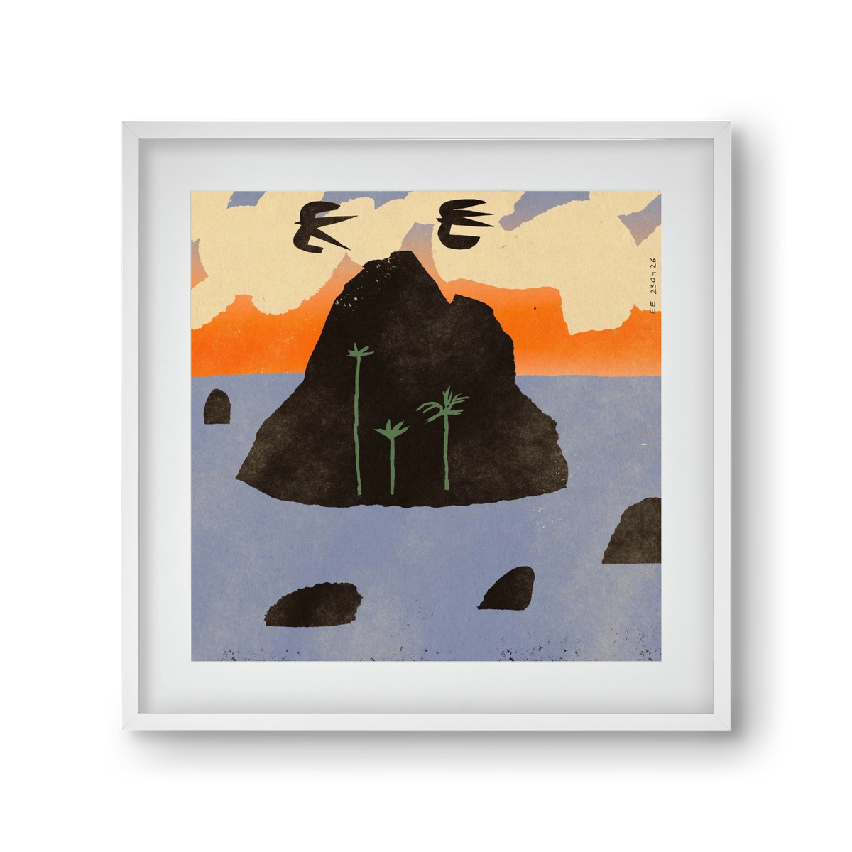 Stromboli, 30x30 cm (20x20 cm), Fehér keret, paszpartuval