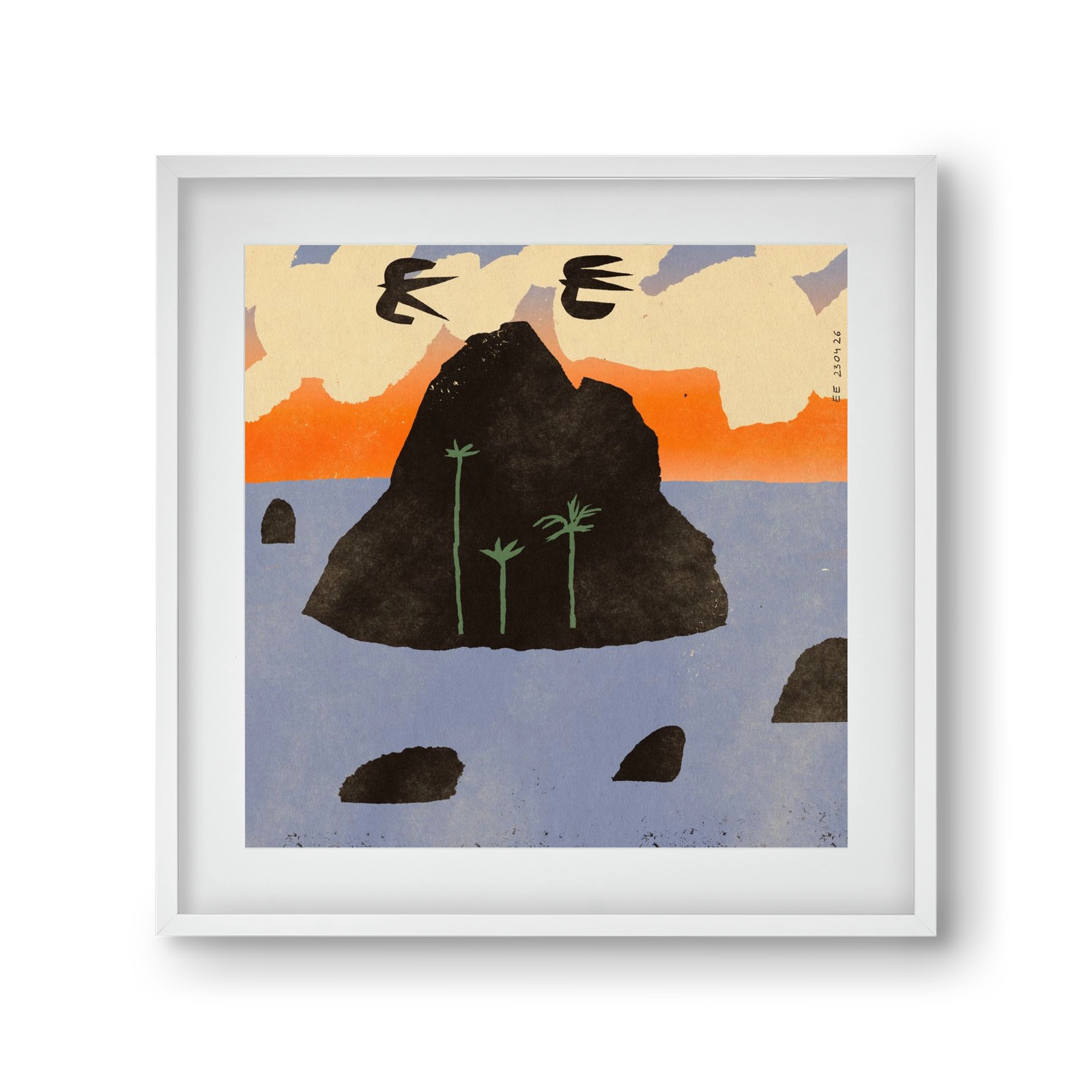 Stromboli, 30x30 cm (20x20 cm), Fehér keret, paszpartuval