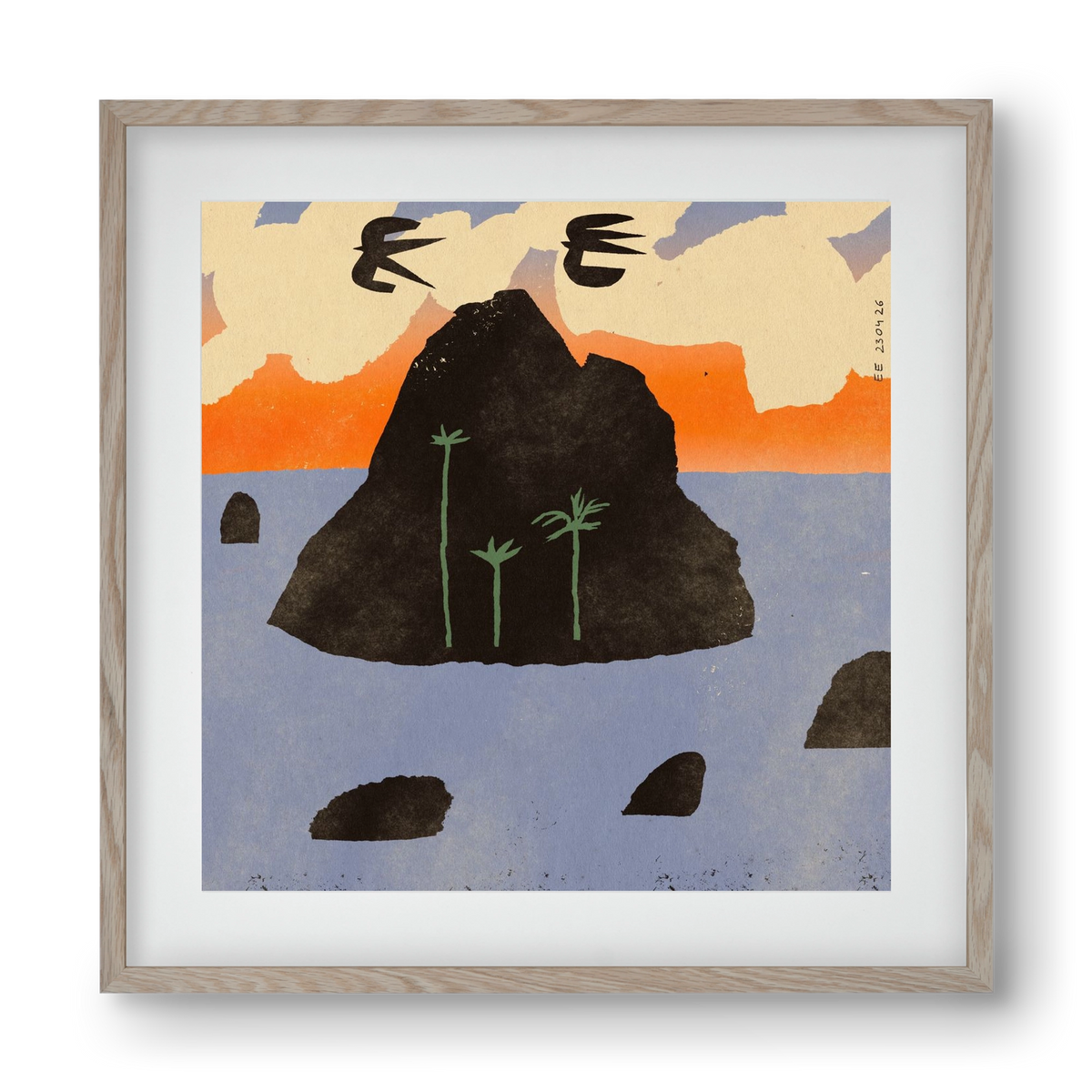 Stromboli, 40x40 cm (30x30 cm), Tölgy keret, paszpartuval