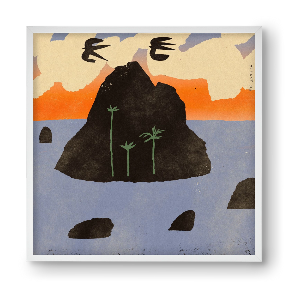 Stromboli, 40x40 cm (40x40 cm), Fehér keret