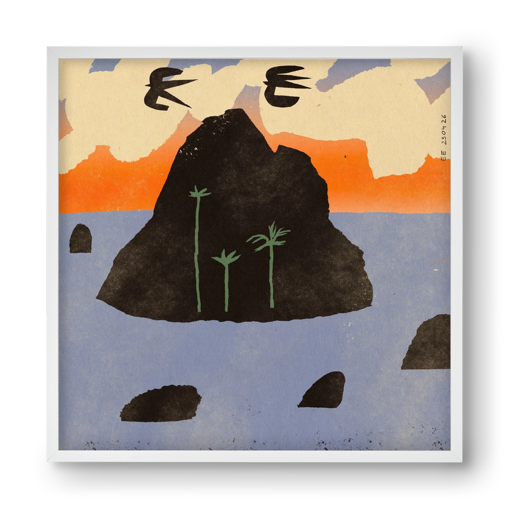 Stromboli, 40x40 cm (40x40 cm), Fehér keret