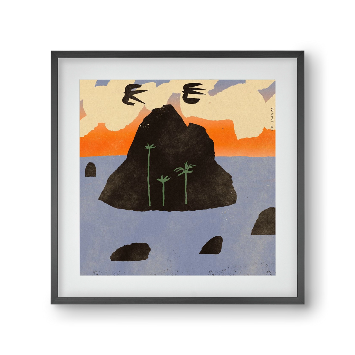 Stromboli, 30x30 cm (20x20 cm), Fekete keret, paszpartuval