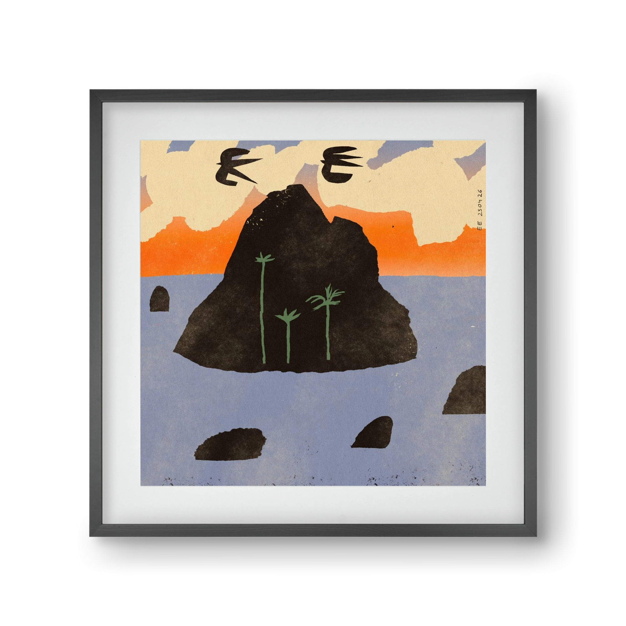 Stromboli, 30x30 cm (20x20 cm), Fekete keret, paszpartuval