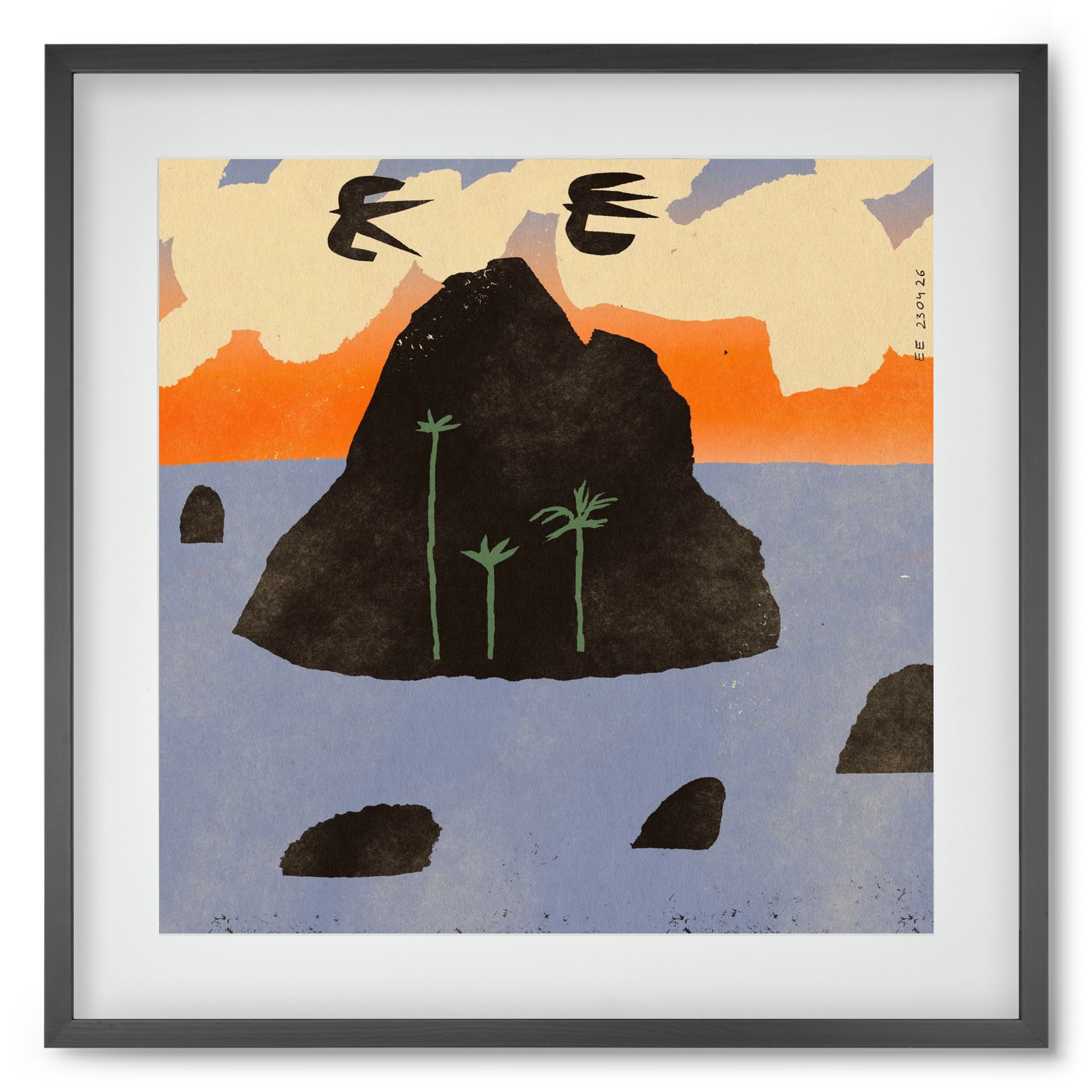 Stromboli, 50x50 cm (40x40 cm), Fekete keret, paszpartuval