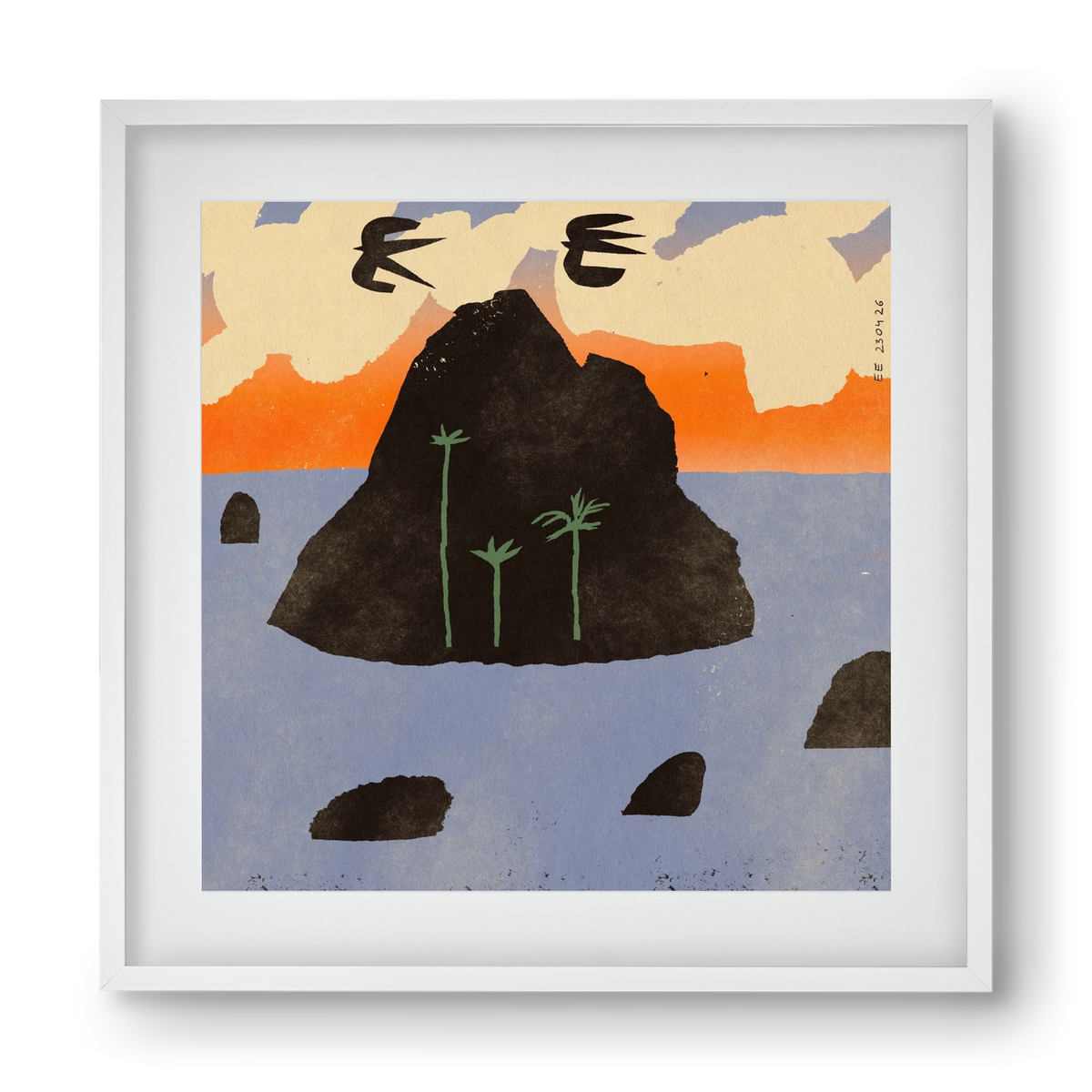 Stromboli, 40x40 cm (30x30 cm), Fehér keret, paszpartuval