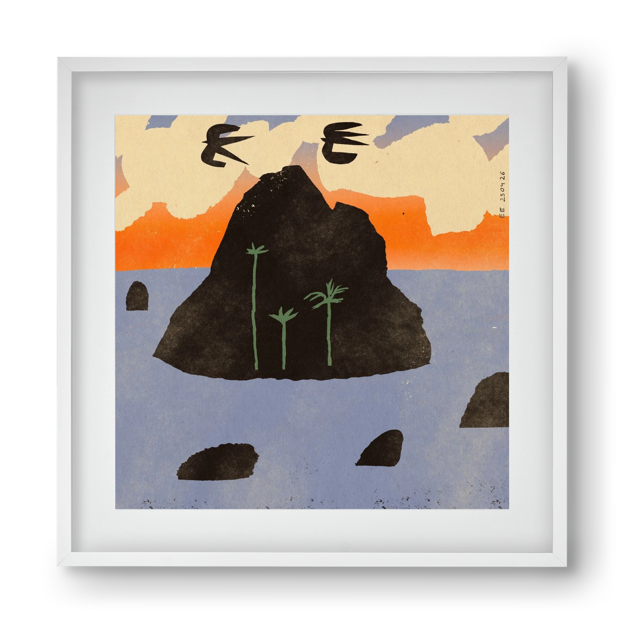 Stromboli, 40x40 cm (30x30 cm), Fehér keret, paszpartuval