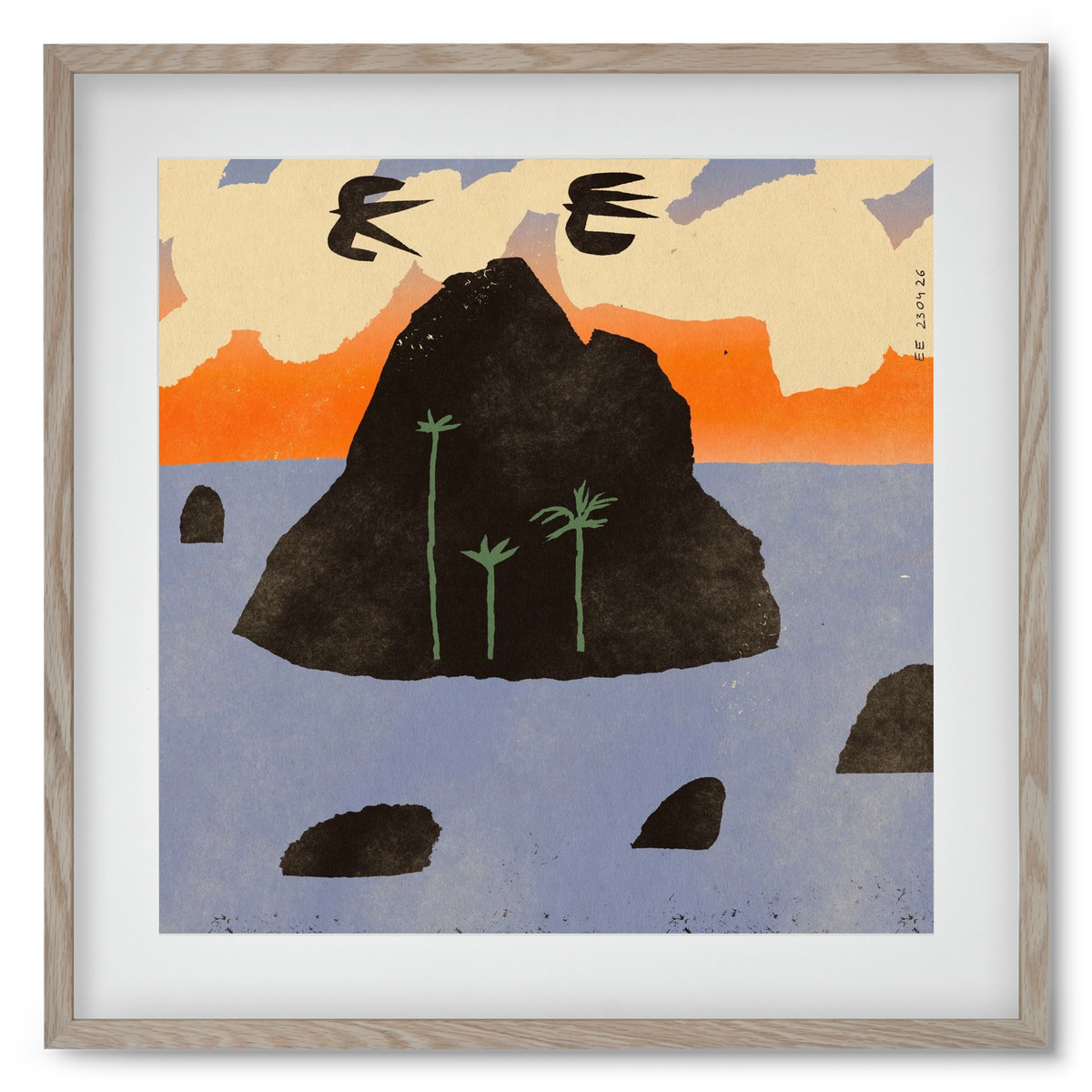 Stromboli, 50x50 cm (40x40 cm), Tölgy keret, paszpartuval