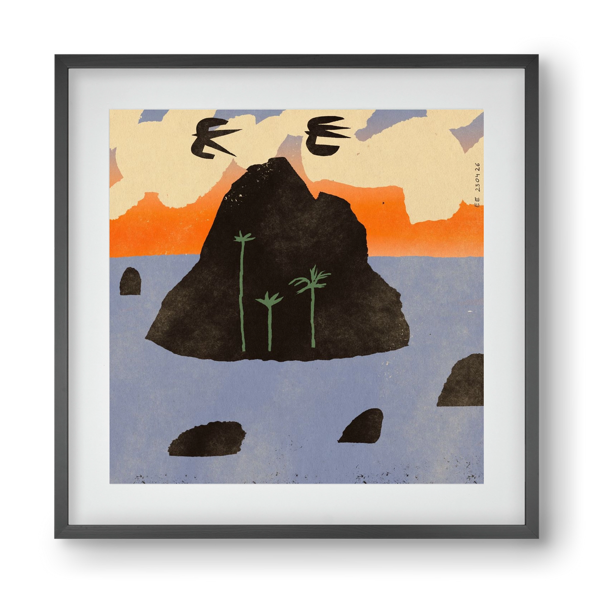 Stromboli, 40x40 cm (30x30 cm), Fekete keret, paszpartuval