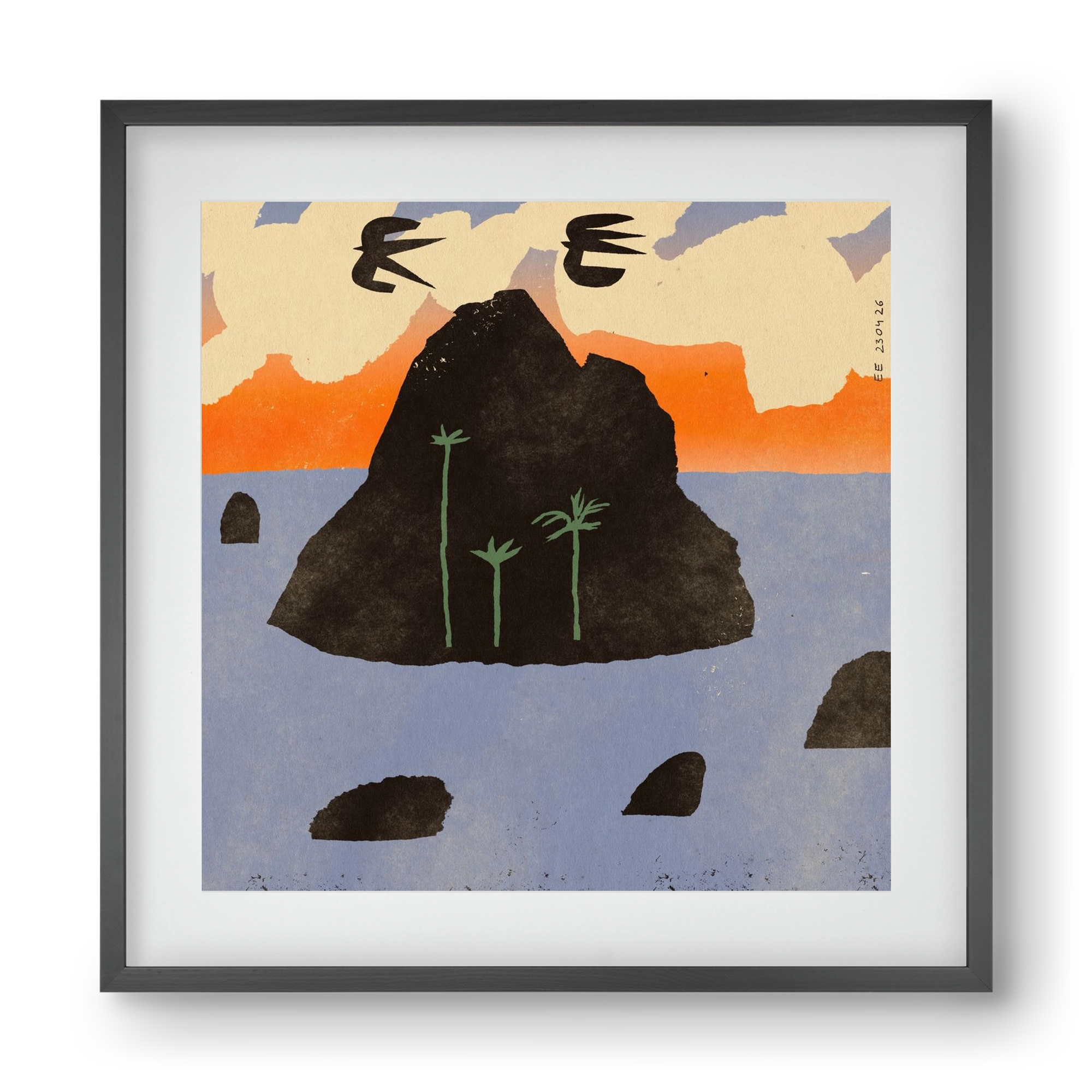 Stromboli, 40x40 cm (30x30 cm), Fekete keret, paszpartuval