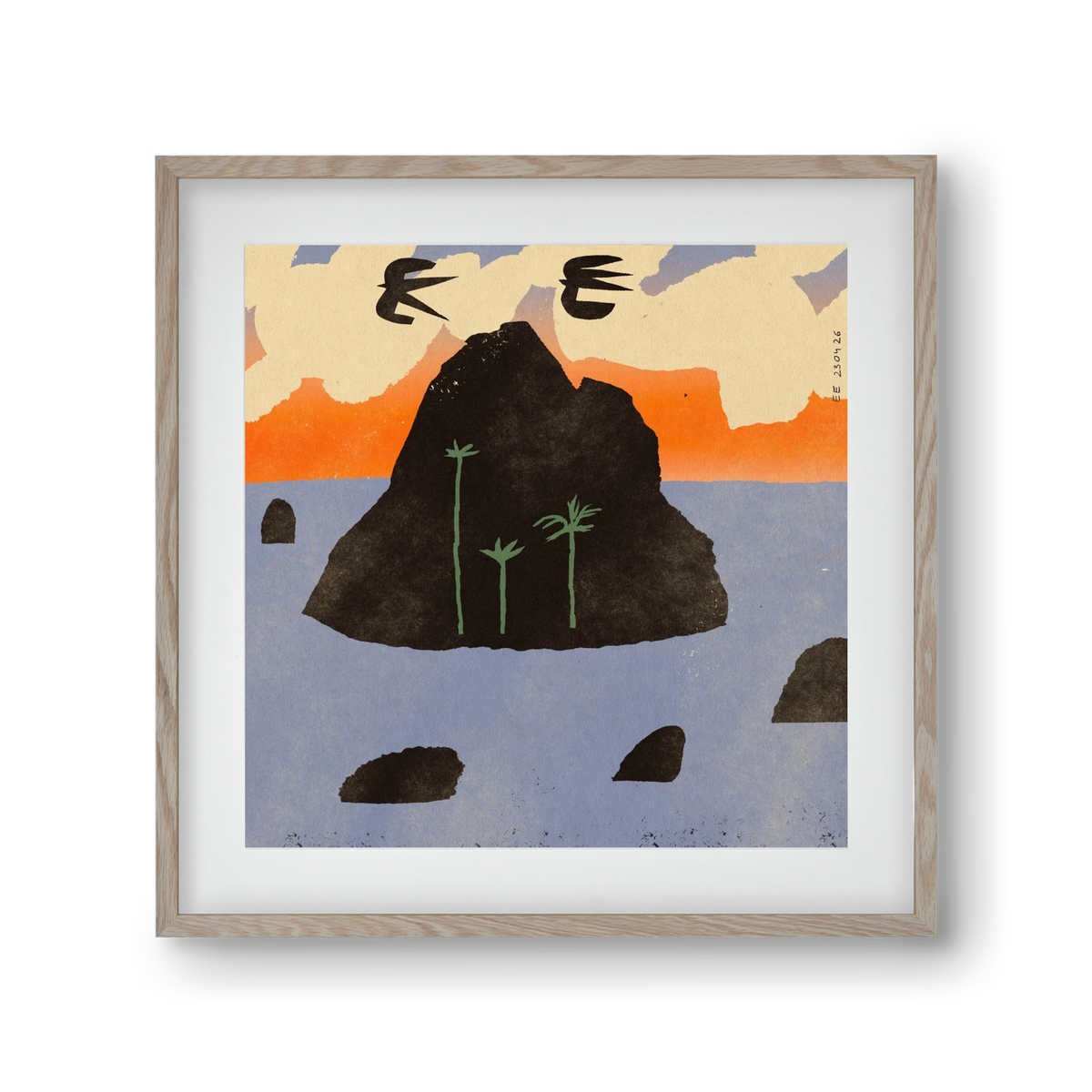 Stromboli, 30x30 cm (20x20 cm), Tölgy keret, paszpartuval