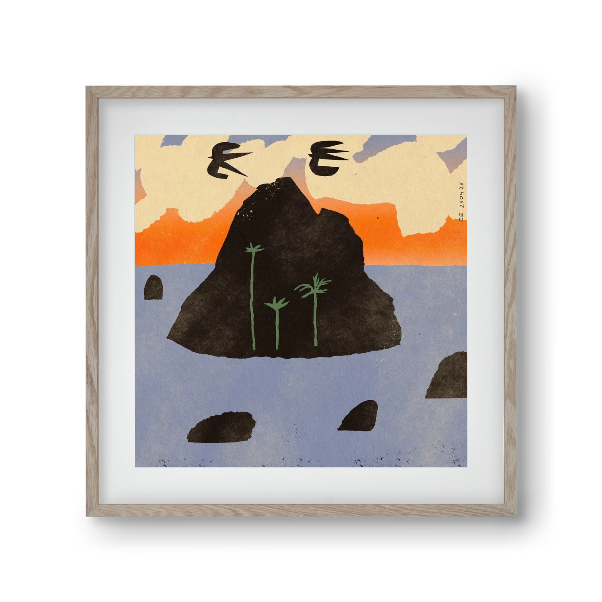 Stromboli, 30x30 cm (20x20 cm), Tölgy keret, paszpartuval