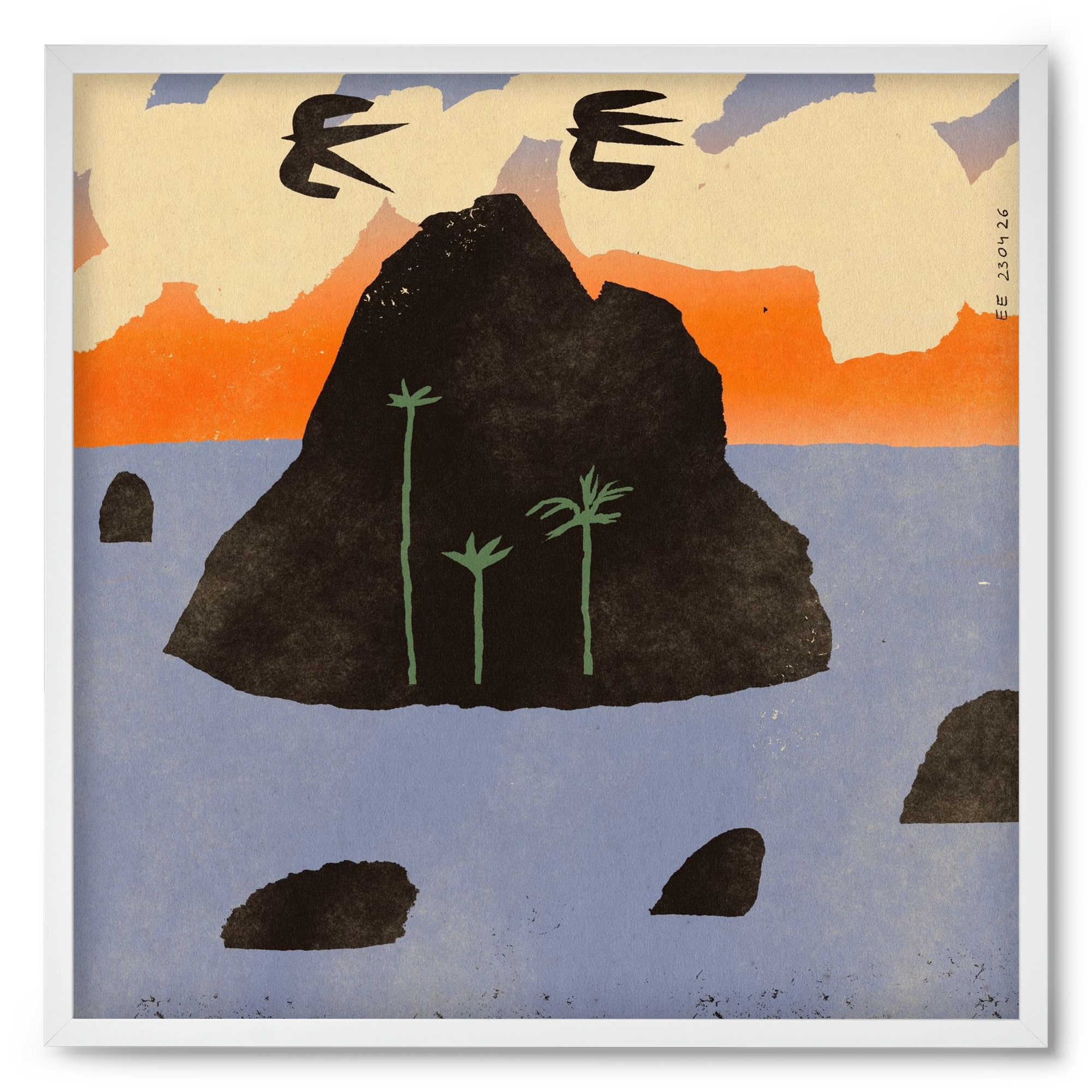 Stromboli, 50x50 cm (50x50 cm), Fehér keret