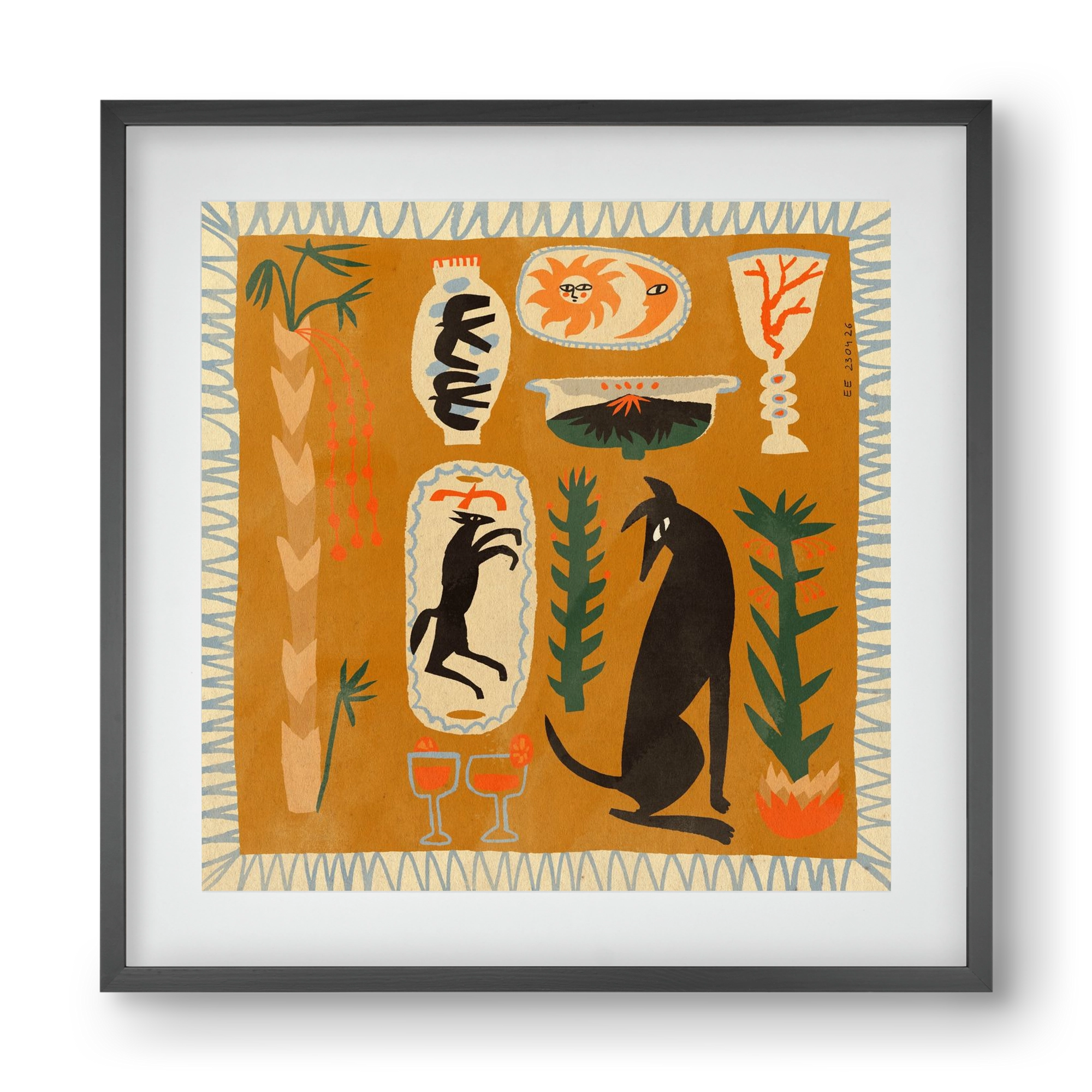 Palermo, 40x40 cm (30x30 cm), Fekete keret, paszpartuval