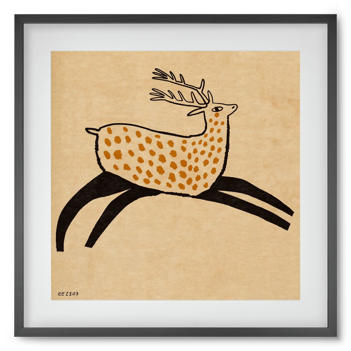 Sacred deer from Nara, 50x50 cm (40x40 cm), Fekete keret, paszpartuval