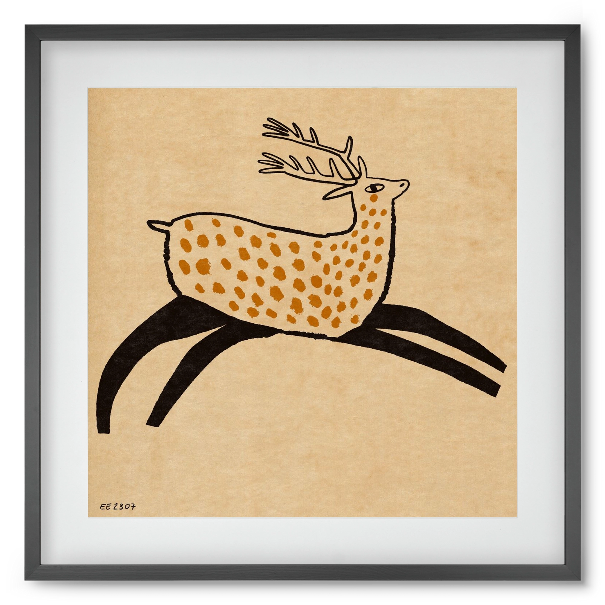 Sacred deer from Nara, 50x50 cm (40x40 cm), Fekete keret, paszpartuval