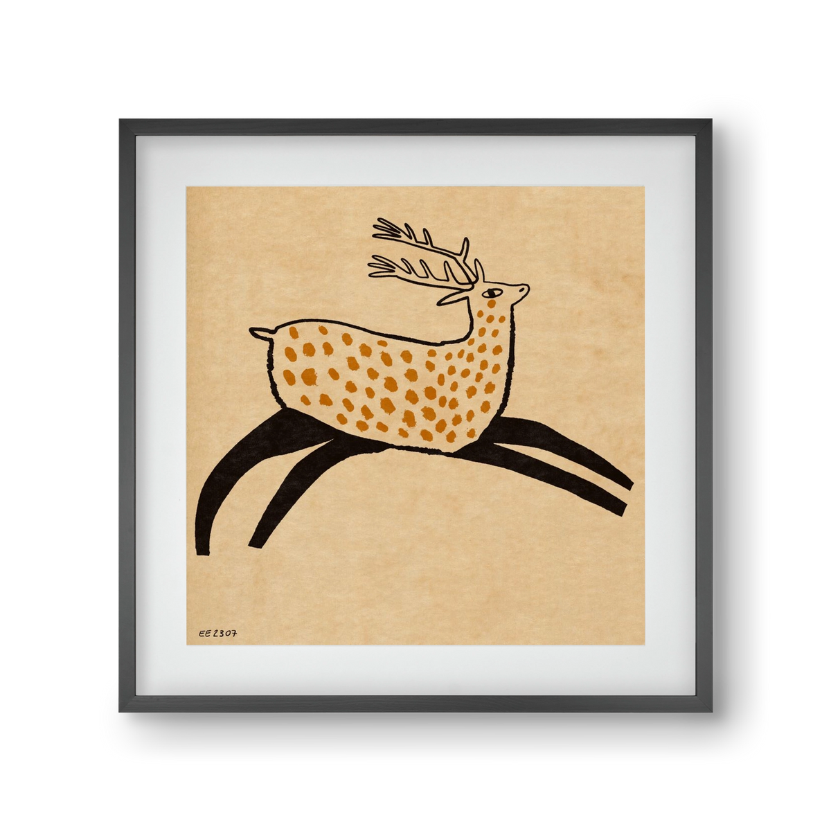 Sacred deer from Nara, 30x30 cm (20x20 cm), Fekete keret, paszpartuval