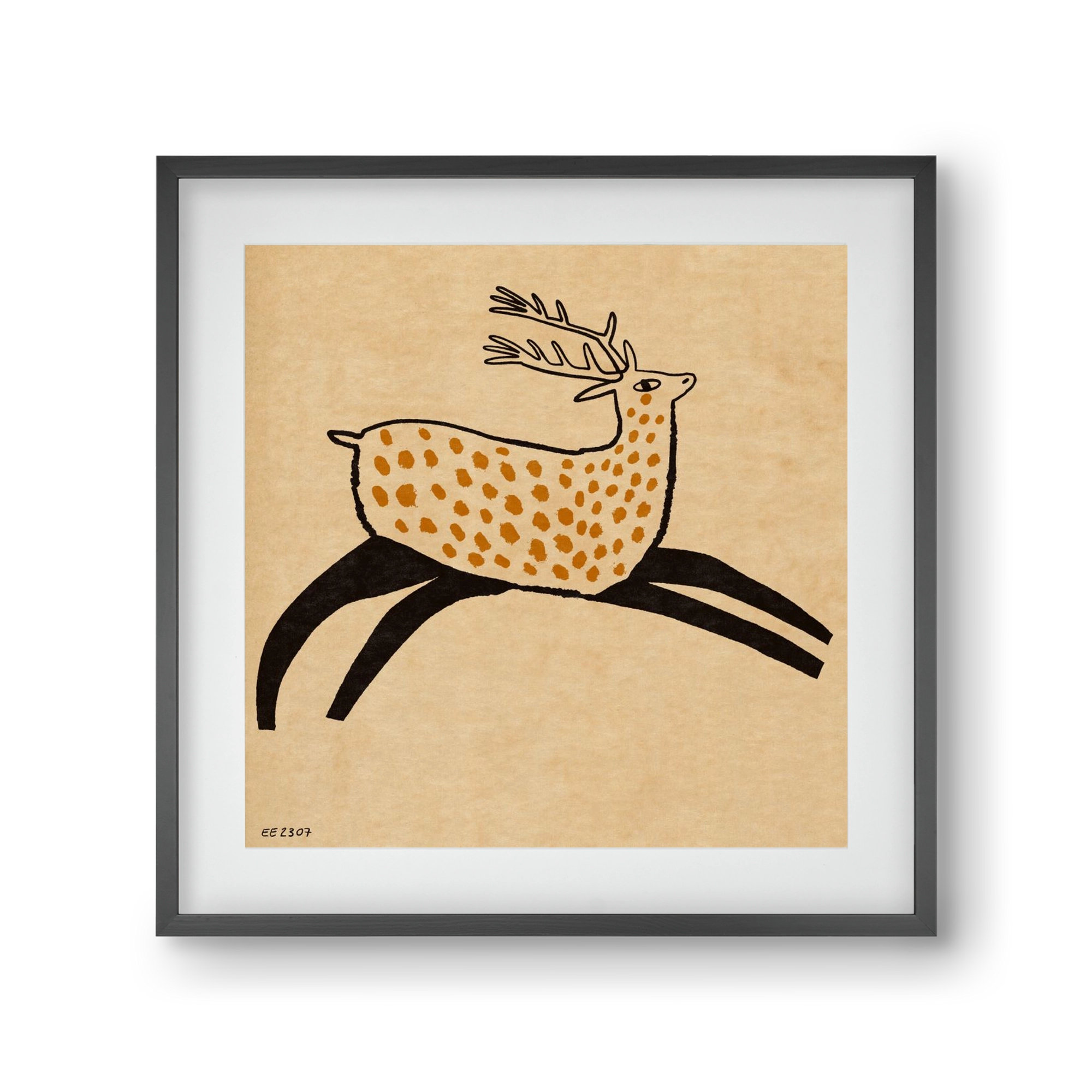 Sacred deer from Nara, 30x30 cm (20x20 cm), Fekete keret, paszpartuval