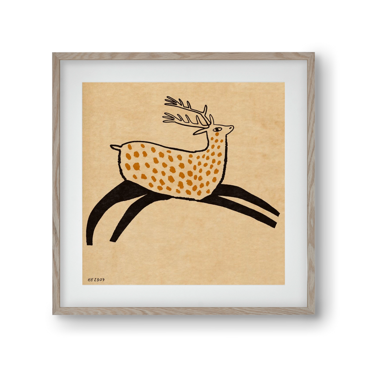 Sacred deer from Nara, 30x30 cm (20x20 cm), Tölgy keret, paszpartuval