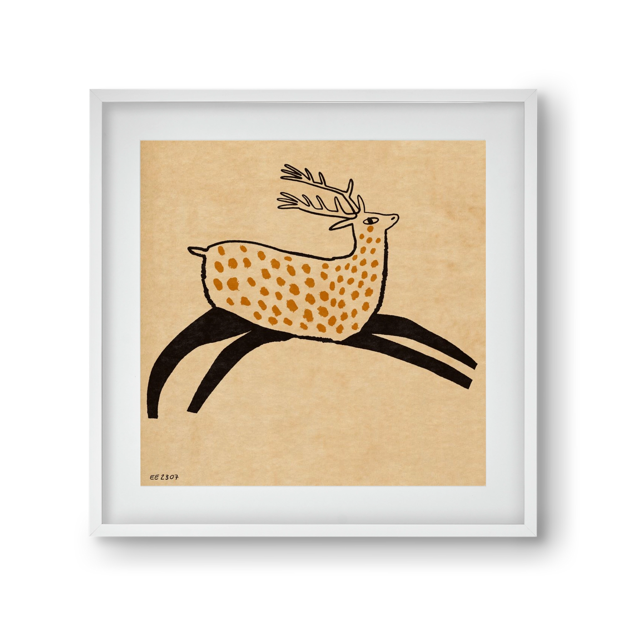 Sacred deer from Nara, 30x30 cm (20x20 cm), Fehér keret, paszpartuval