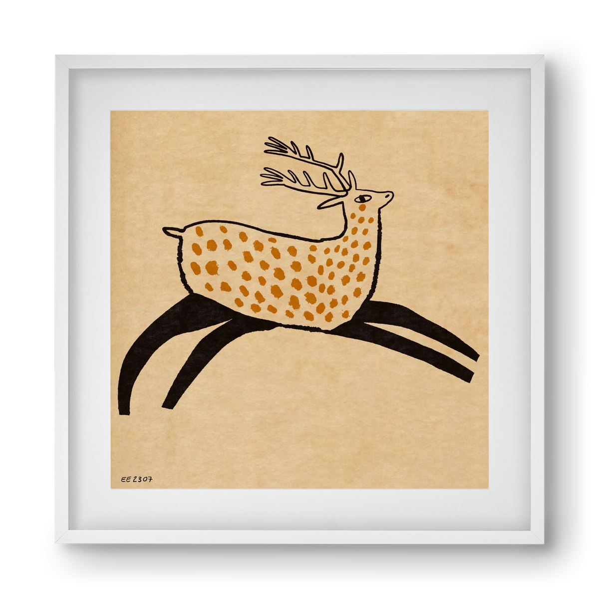 Sacred deer from Nara, 40x40 cm (30x30 cm), Fehér keret, paszpartuval