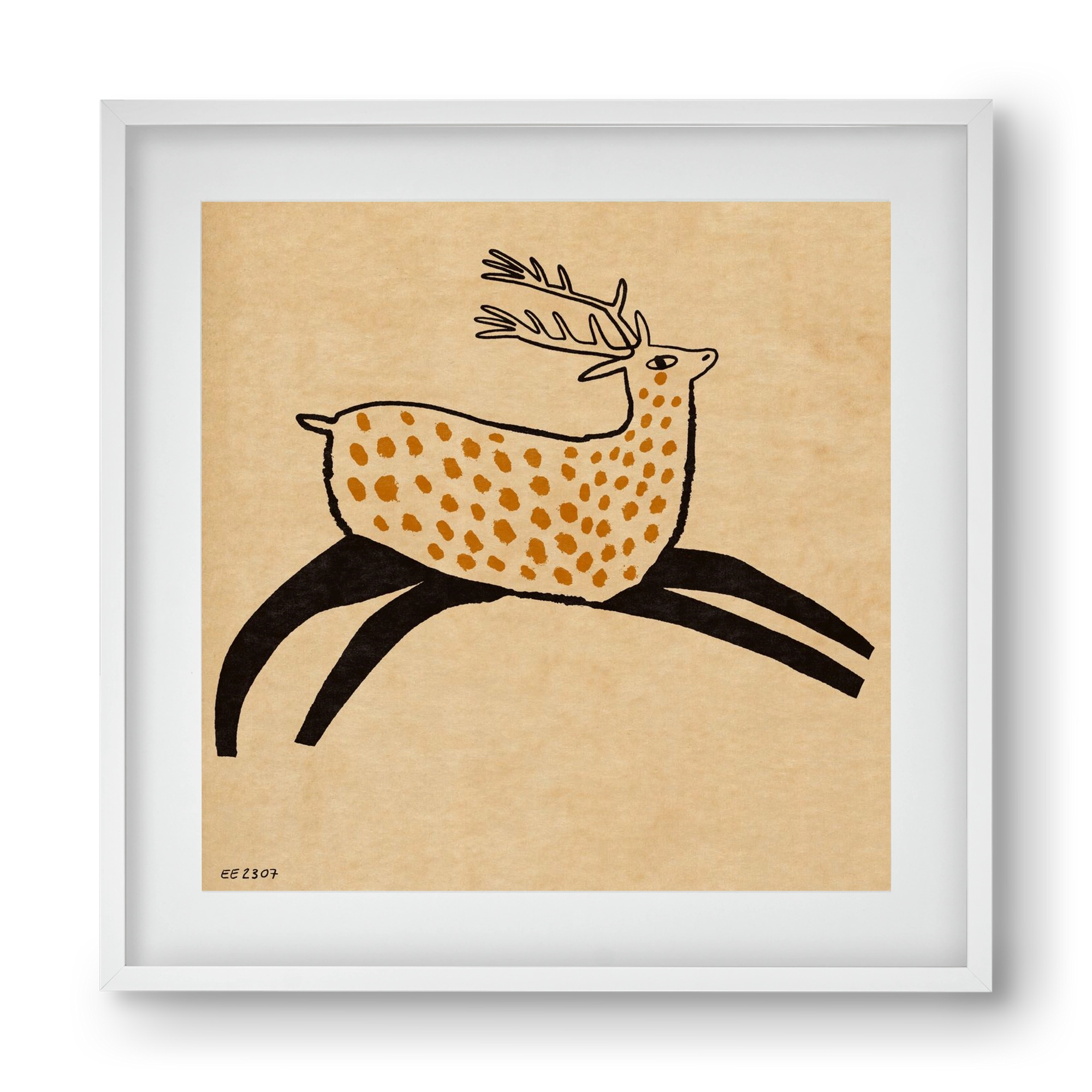 Sacred deer from Nara, 40x40 cm (30x30 cm), Fehér keret, paszpartuval