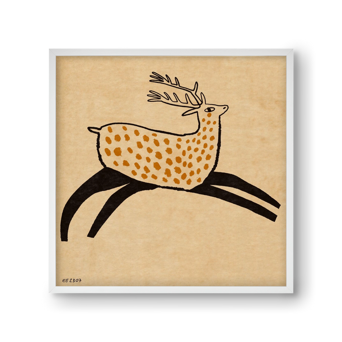 Sacred deer from Nara, 30x30 cm (30x30 cm), Fehér keret