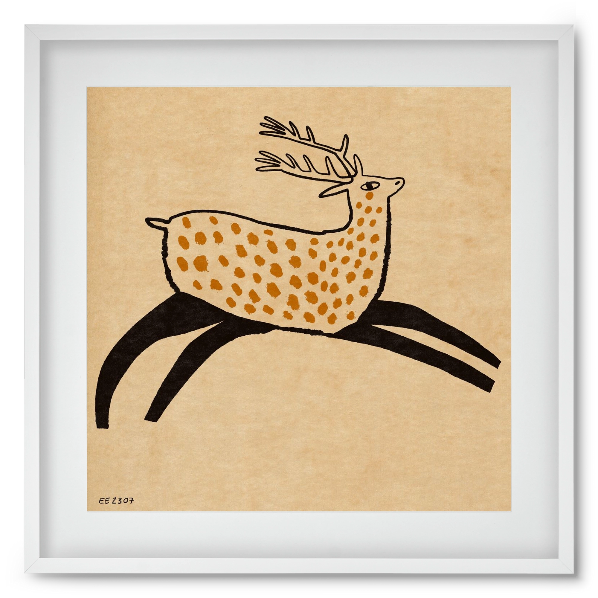 Sacred deer from Nara, 50x50 cm (40x40 cm), Fehér keret, paszpartuval