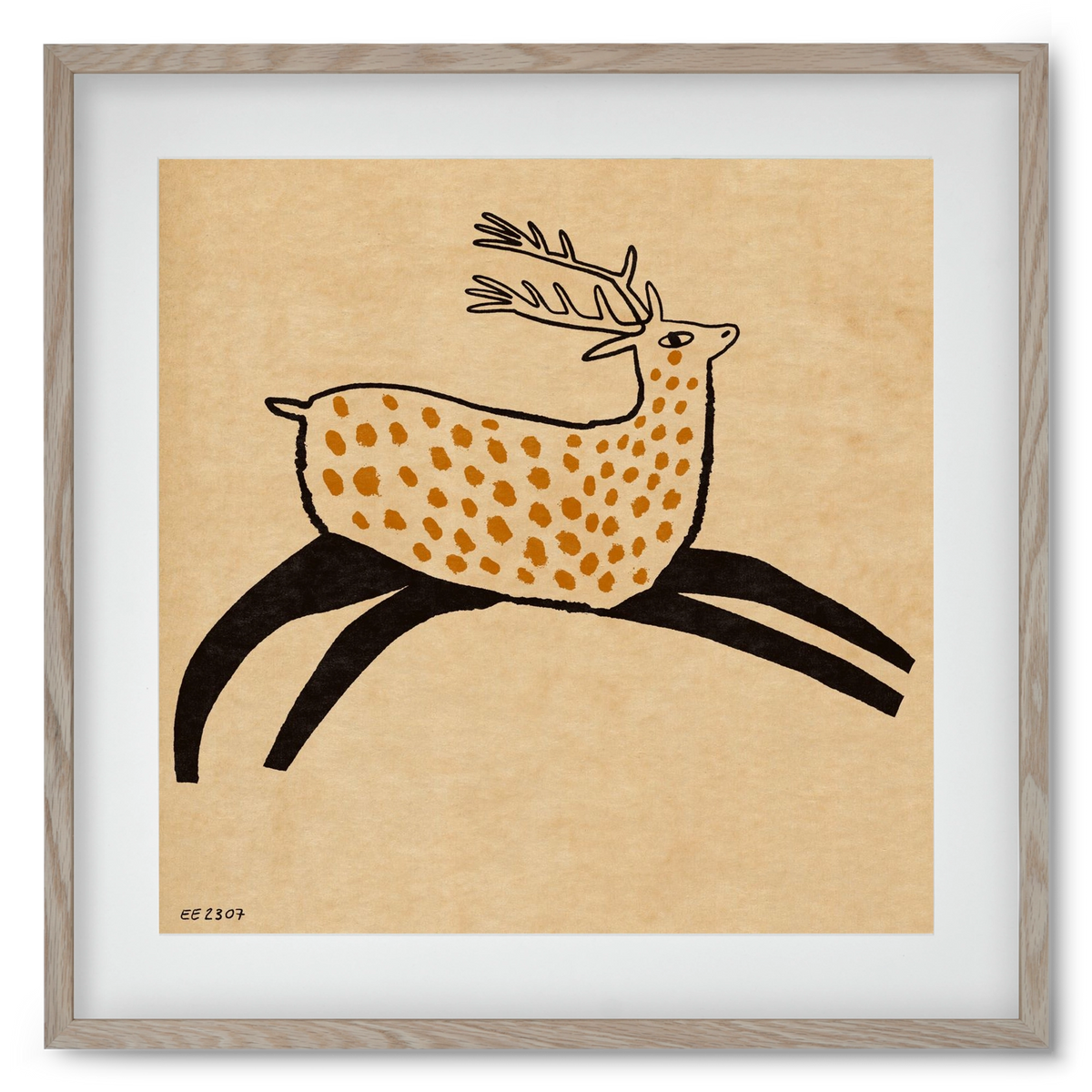 Sacred deer from Nara, 50x50 cm (40x40 cm), Tölgy keret, paszpartuval