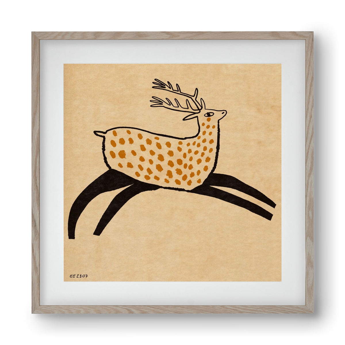 Sacred deer from Nara, 40x40 cm (30x30 cm), Tölgy keret, paszpartuval