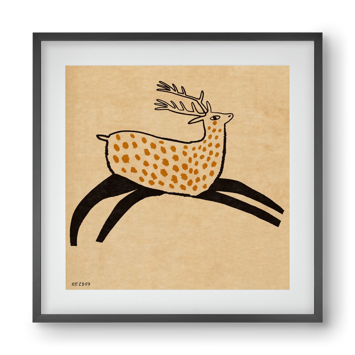 Sacred deer from Nara, 40x40 cm (30x30 cm), Fekete keret, paszpartuval