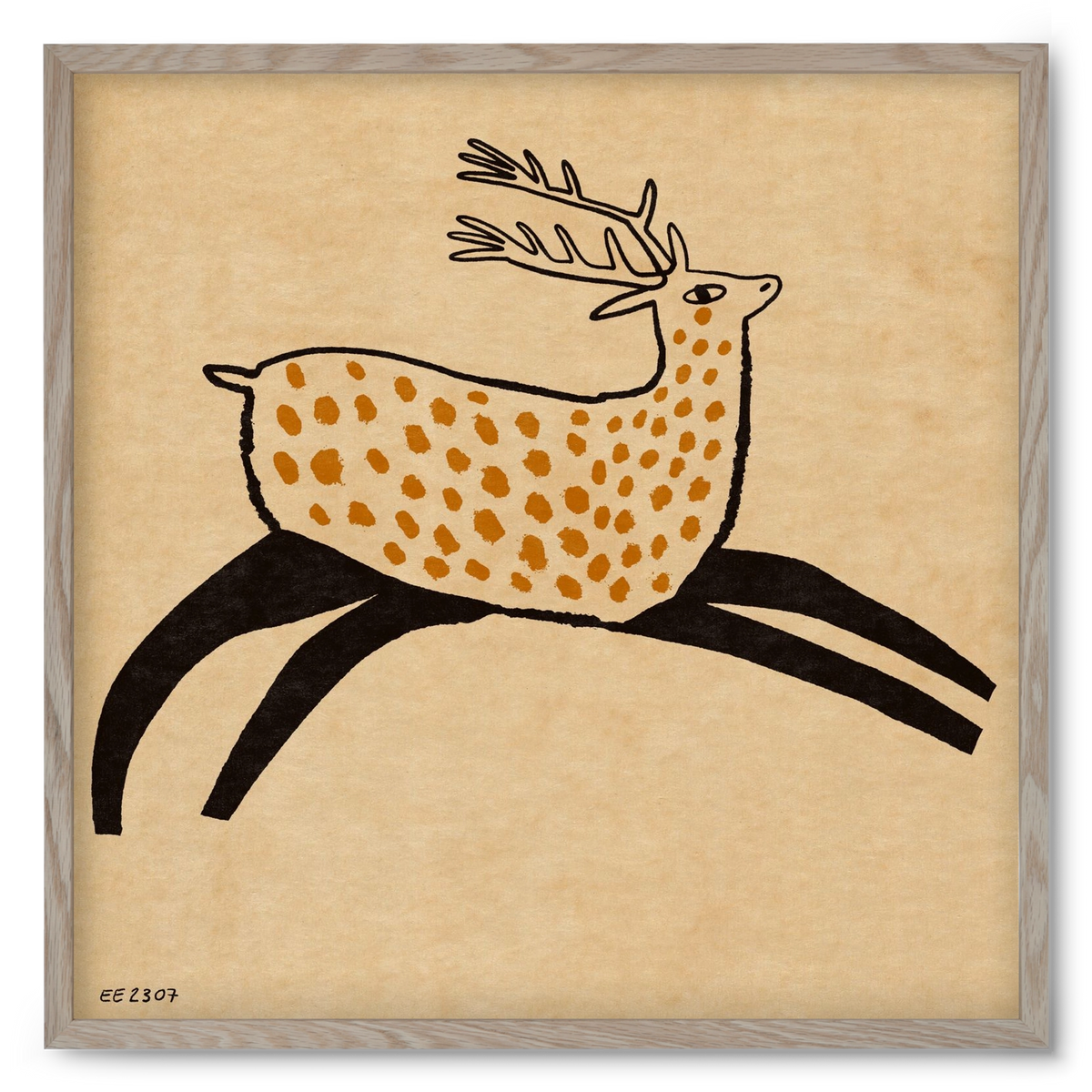 Sacred deer from Nara, 50x50 cm (50x50 cm), Tölgy keret