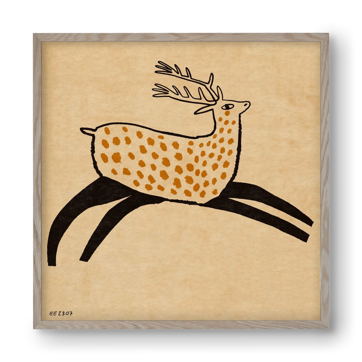 Sacred deer from Nara, 40x40 cm (40x40 cm), Tölgy keret