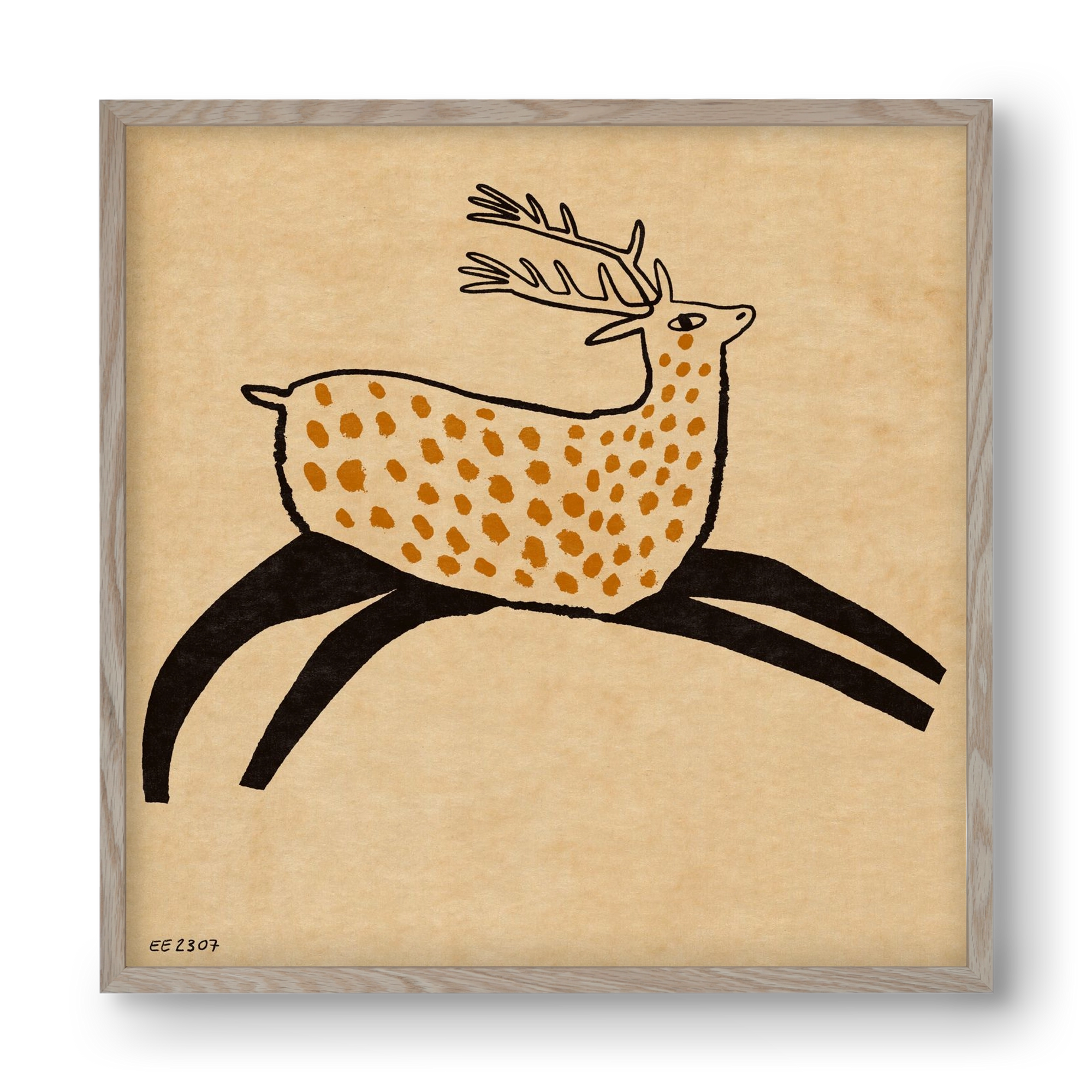 Sacred deer from Nara, 40x40 cm (40x40 cm), Tölgy keret