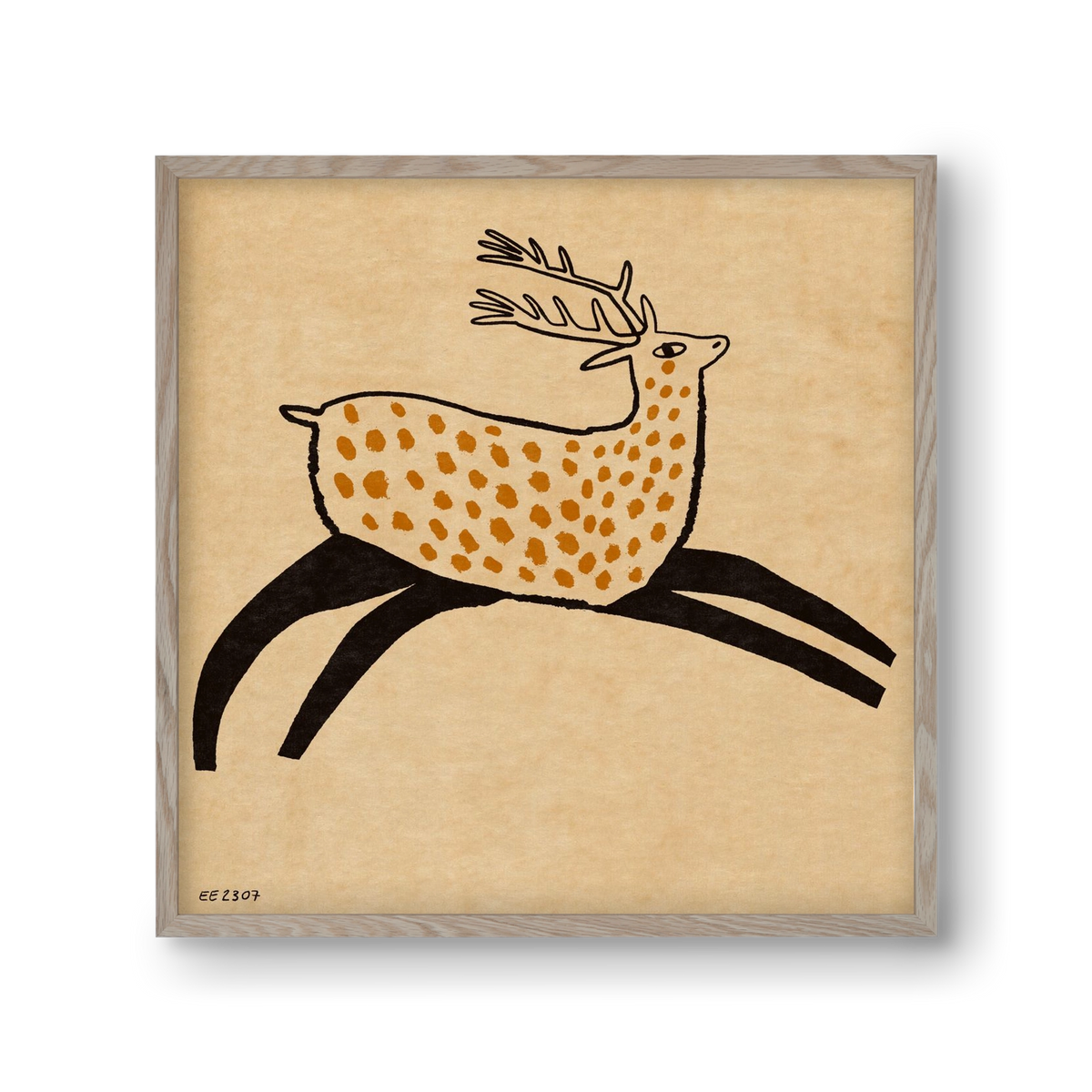 Sacred deer from Nara, 30x30 cm (30x30 cm), Tölgy keret