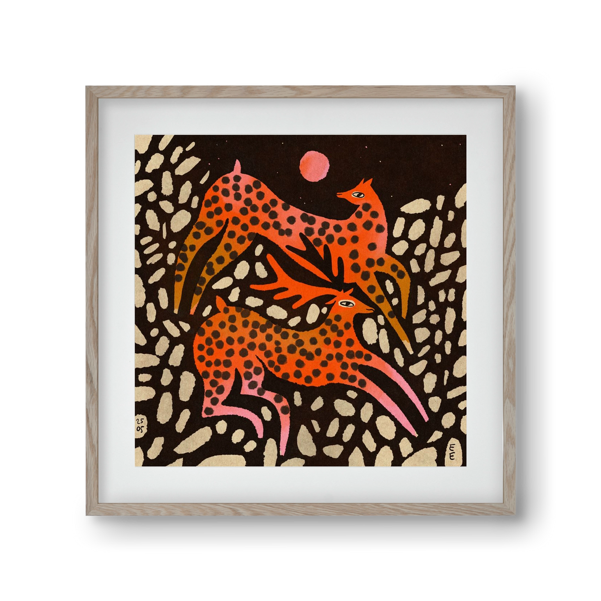 Sacred deer of Nara, 30x30 cm (20x20 cm), Tölgy keret, paszpartuval