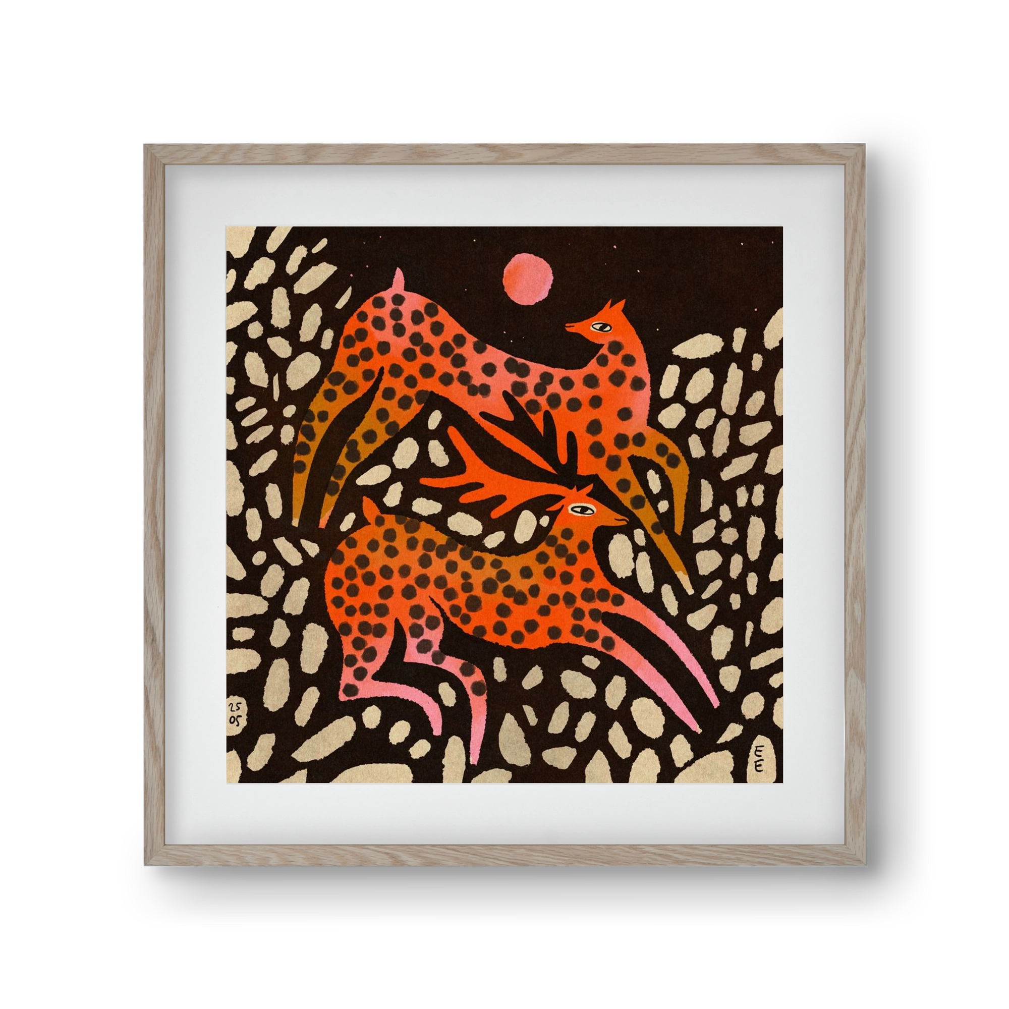 Sacred deer of Nara, 30x30 cm (20x20 cm), Tölgy keret, paszpartuval