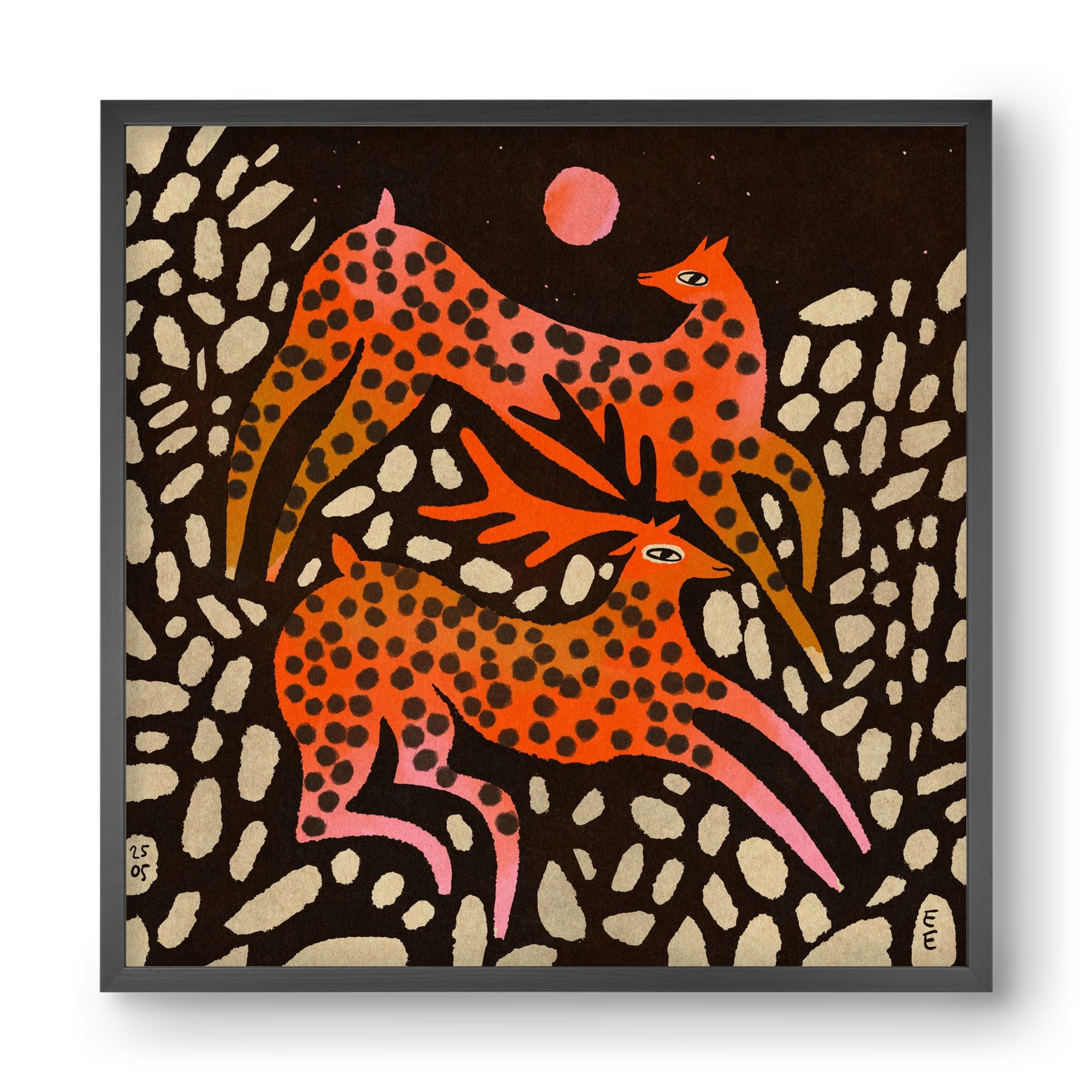 Sacred deer of Nara, 40x40 cm (40x40 cm), Fekete keret