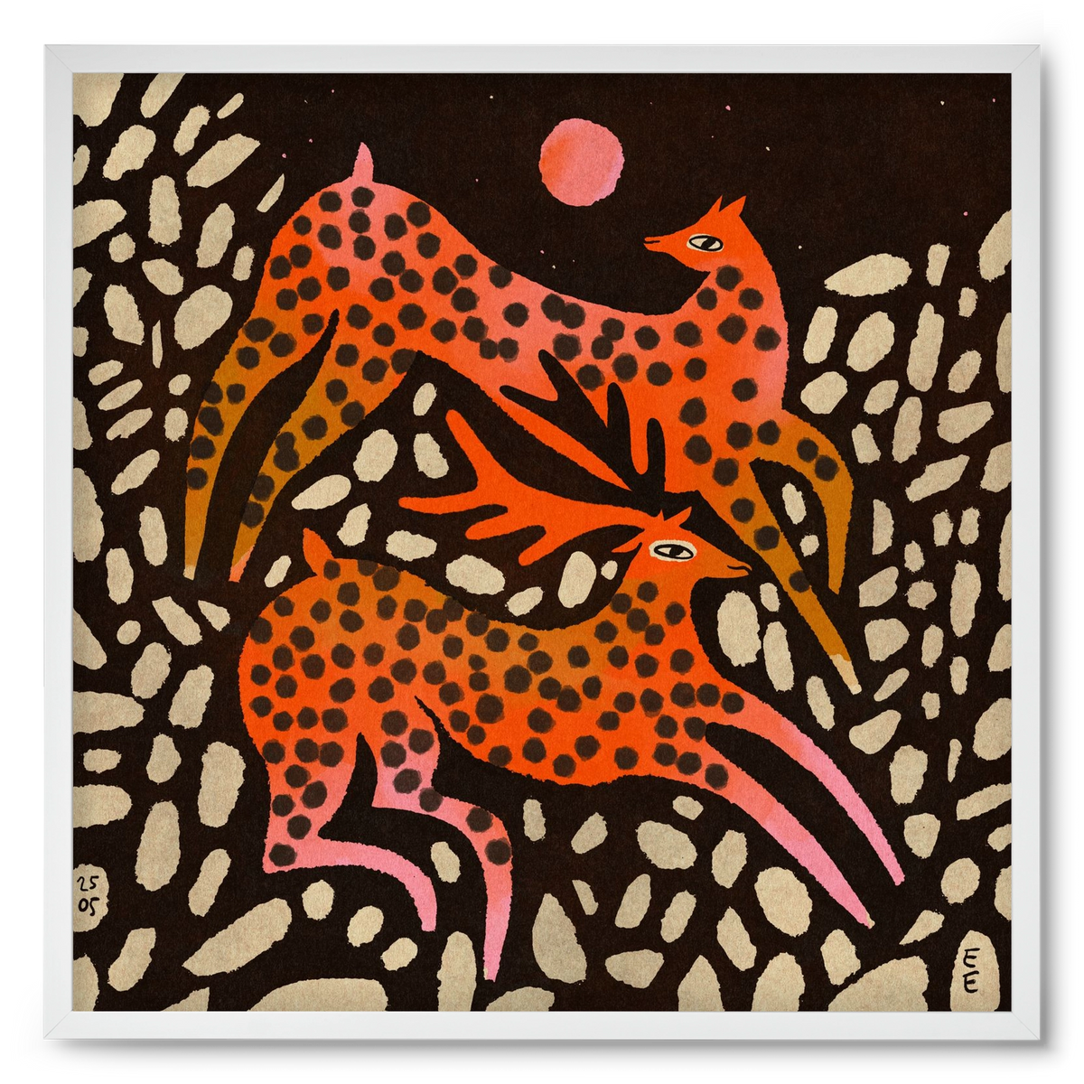 Sacred deer of Nara, 50x50 cm (50x50 cm), Fehér keret