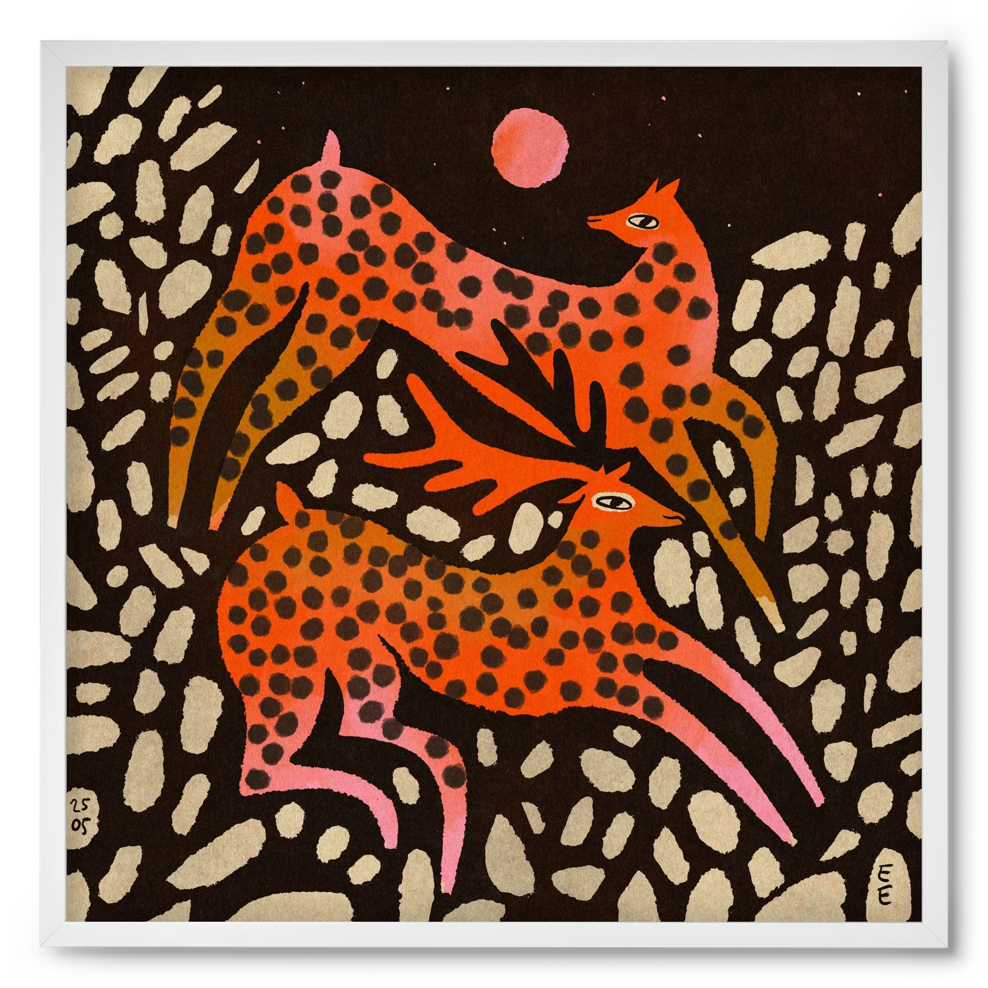 Sacred deer of Nara, 50x50 cm (50x50 cm), Fehér keret