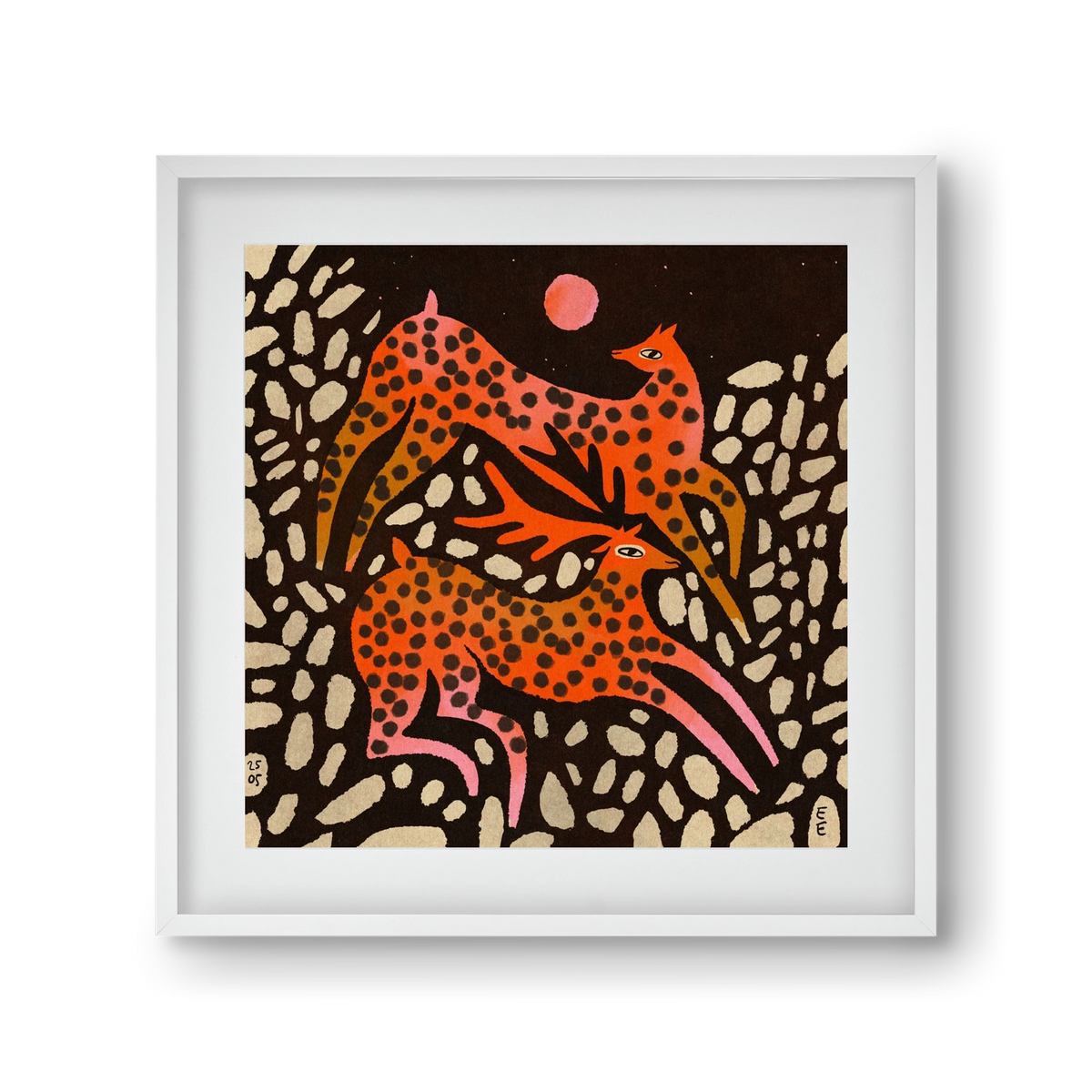 Sacred deer of Nara, 30x30 cm (20x20 cm), Fehér keret, paszpartuval