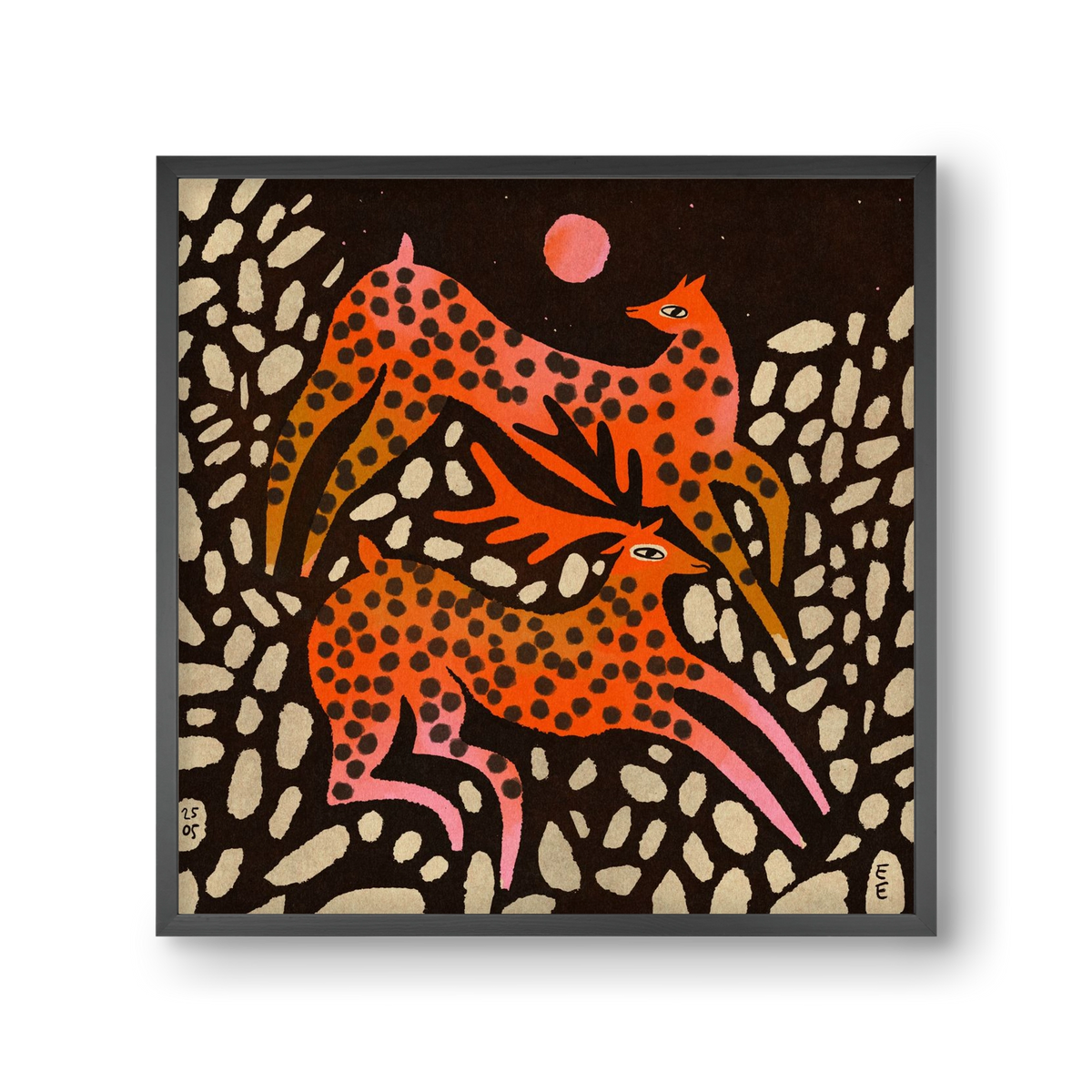 Sacred deer of Nara, 30x30 cm (30x30 cm), Fekete keret