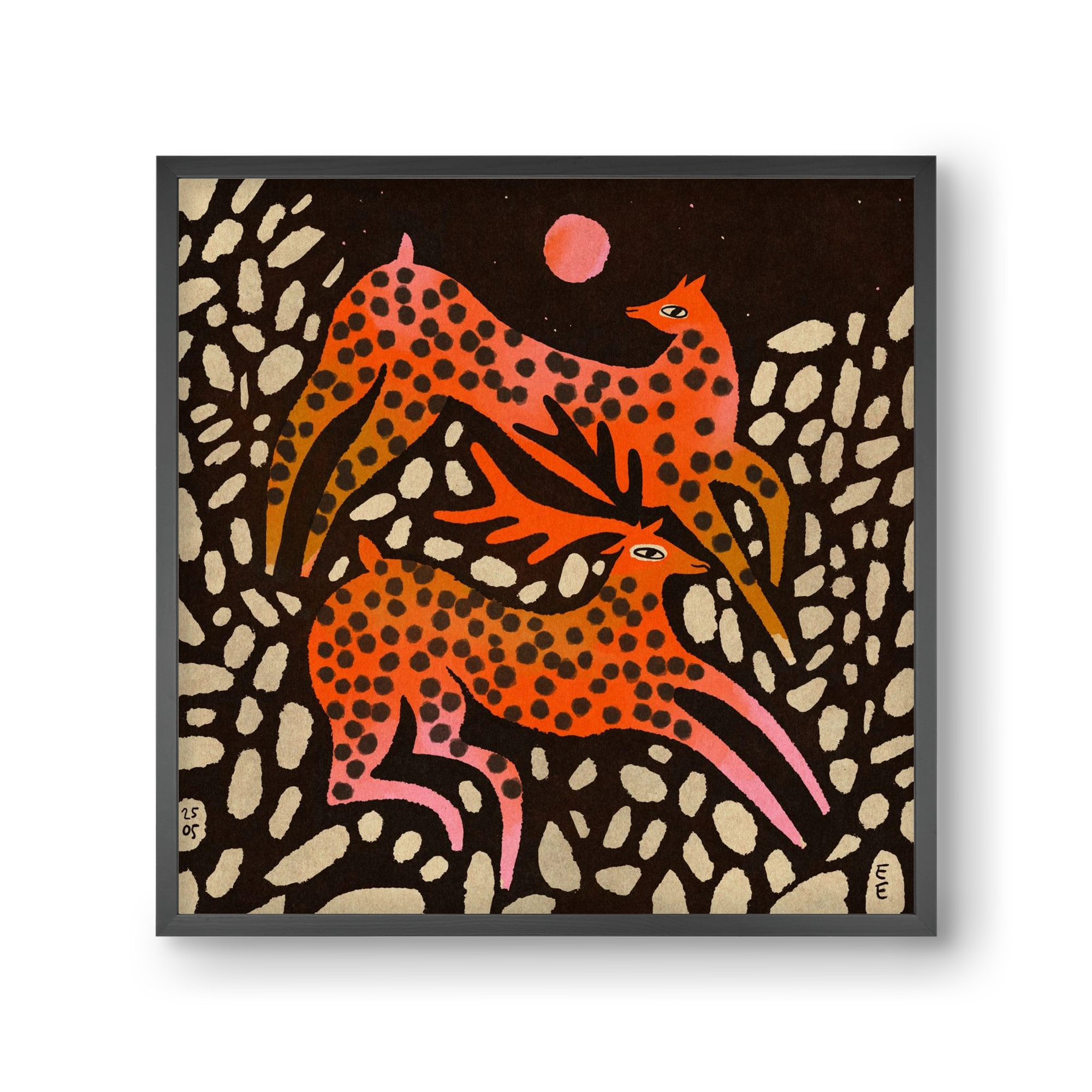 Sacred deer of Nara, 30x30 cm (30x30 cm), Fekete keret