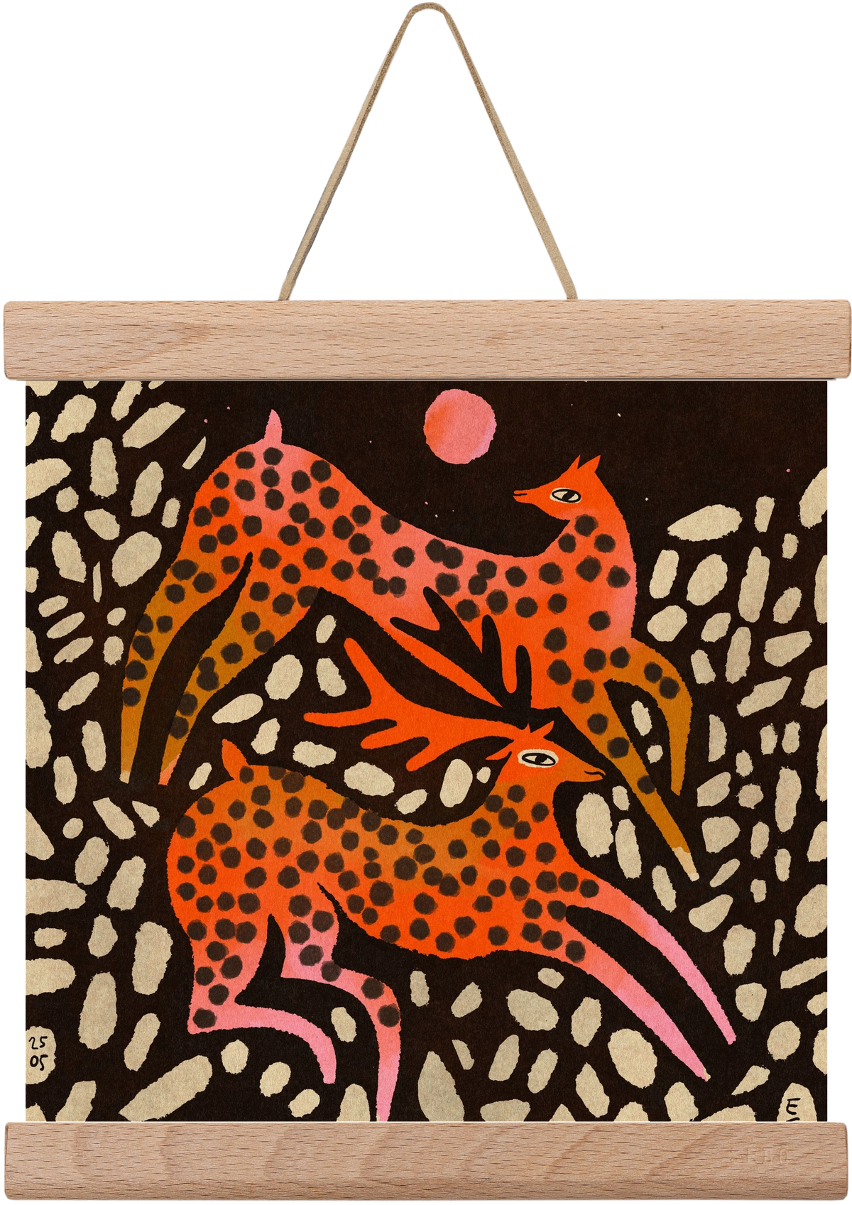 Sacred deer of Nara, 20x20 cm (20x20 cm), Tölgy akasztó