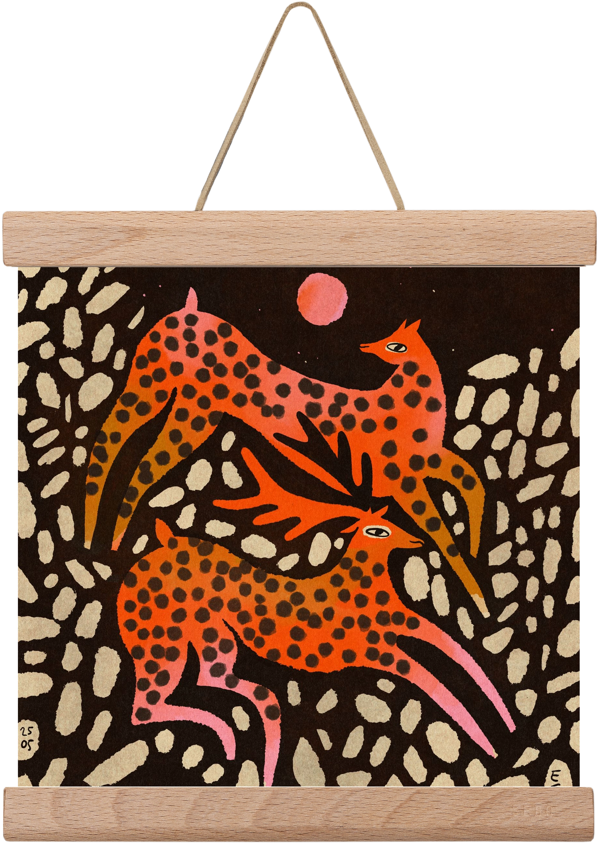 Sacred deer of Nara, 20x20 cm (20x20 cm), Tölgy akasztó