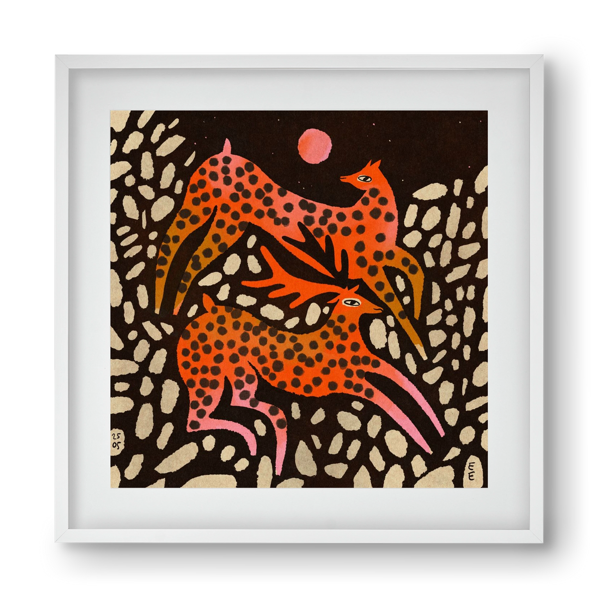 Sacred deer of Nara, 40x40 cm (30x30 cm), Fehér keret, paszpartuval