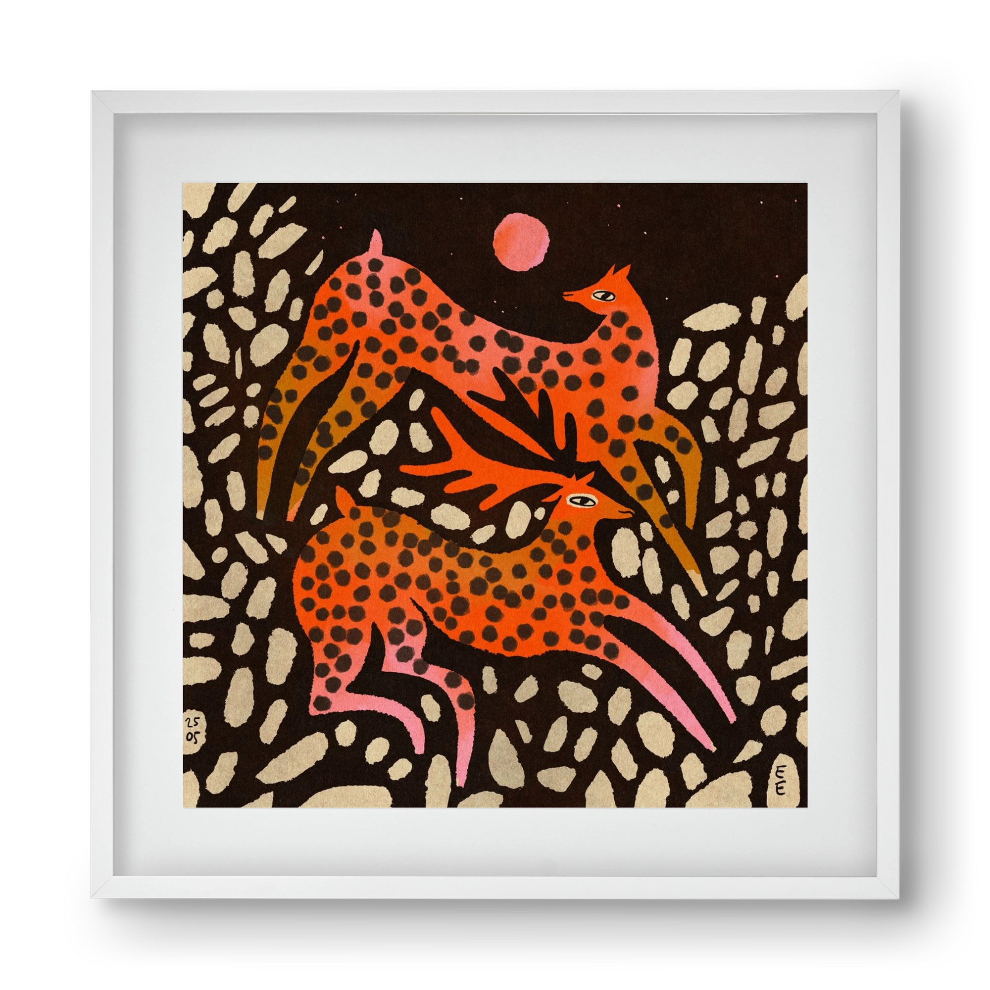 Sacred deer of Nara, 40x40 cm (30x30 cm), Fehér keret, paszpartuval