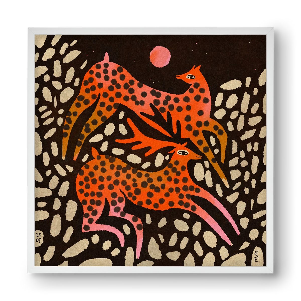 Sacred deer of Nara, 40x40 cm (40x40 cm), Fehér keret