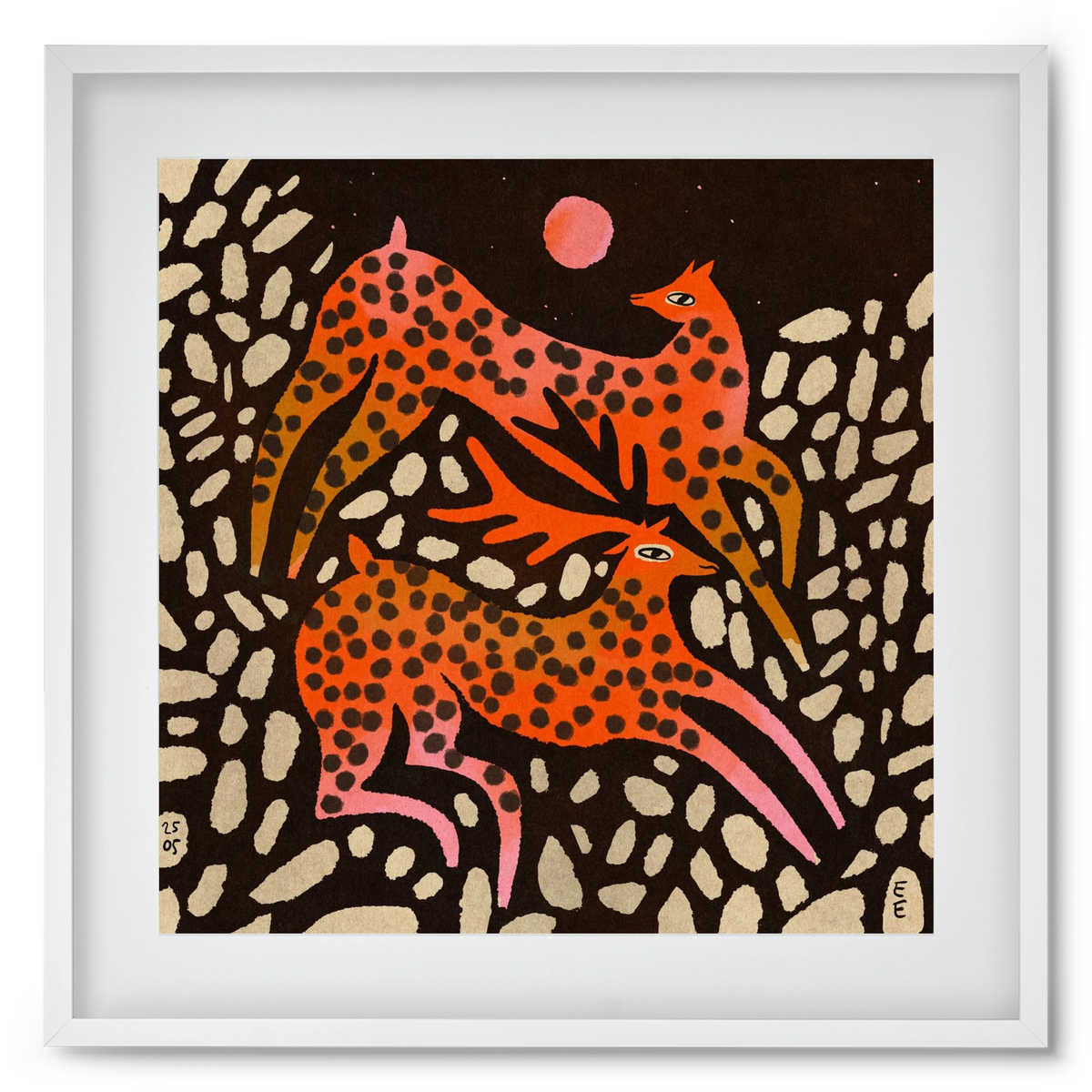 Sacred deer of Nara, 50x50 cm (40x40 cm), Fehér keret, paszpartuval