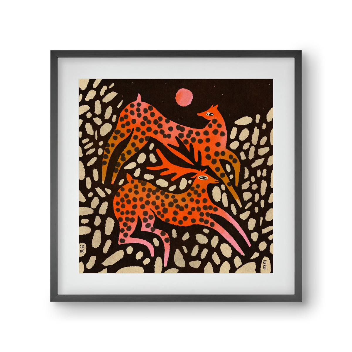 Sacred deer of Nara, 30x30 cm (20x20 cm), Fekete keret, paszpartuval