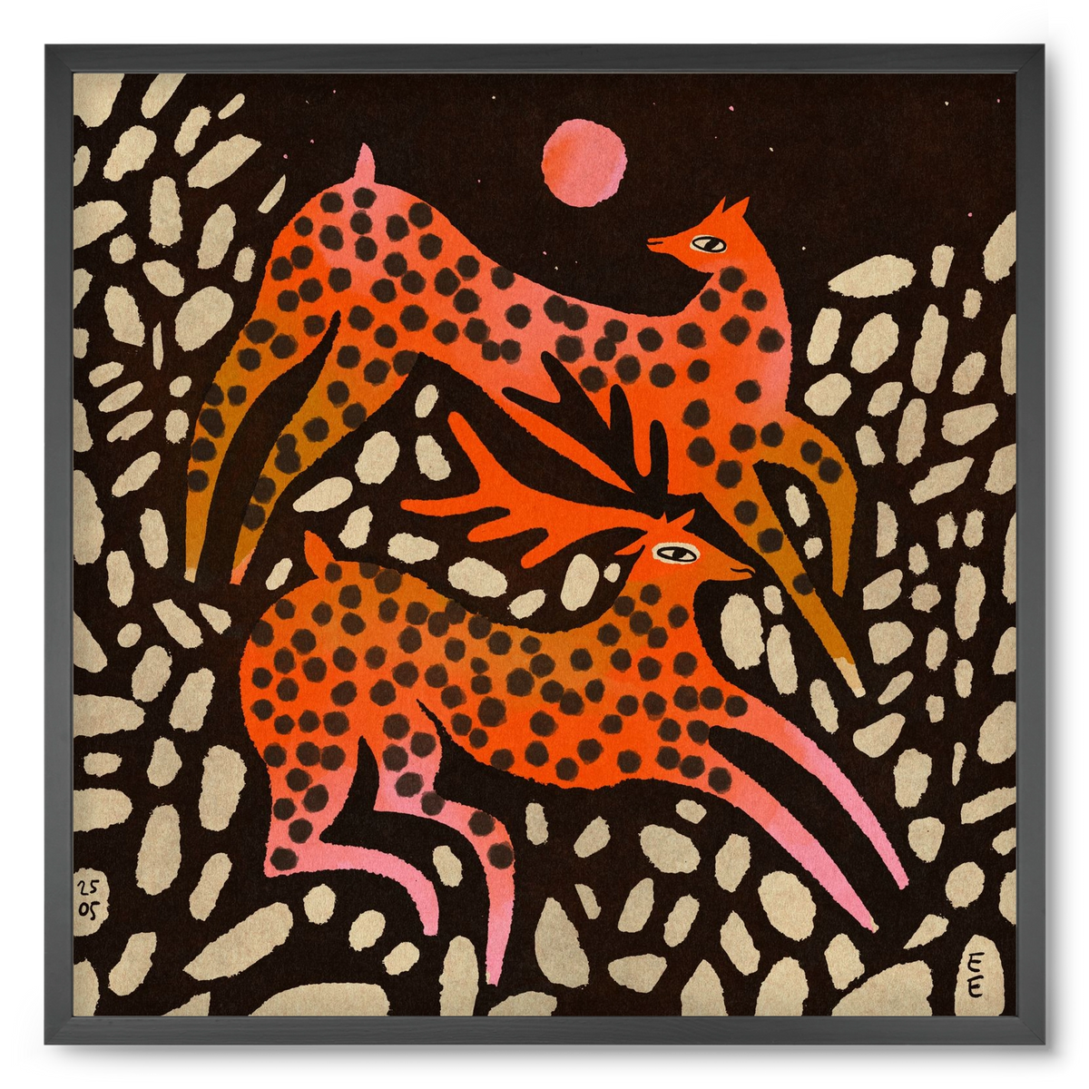 Sacred deer of Nara, 50x50 cm (50x50 cm), Fekete keret